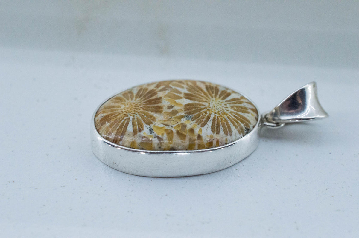 Fossil Coral Pendant; Natural Untreated Indonesia Coral