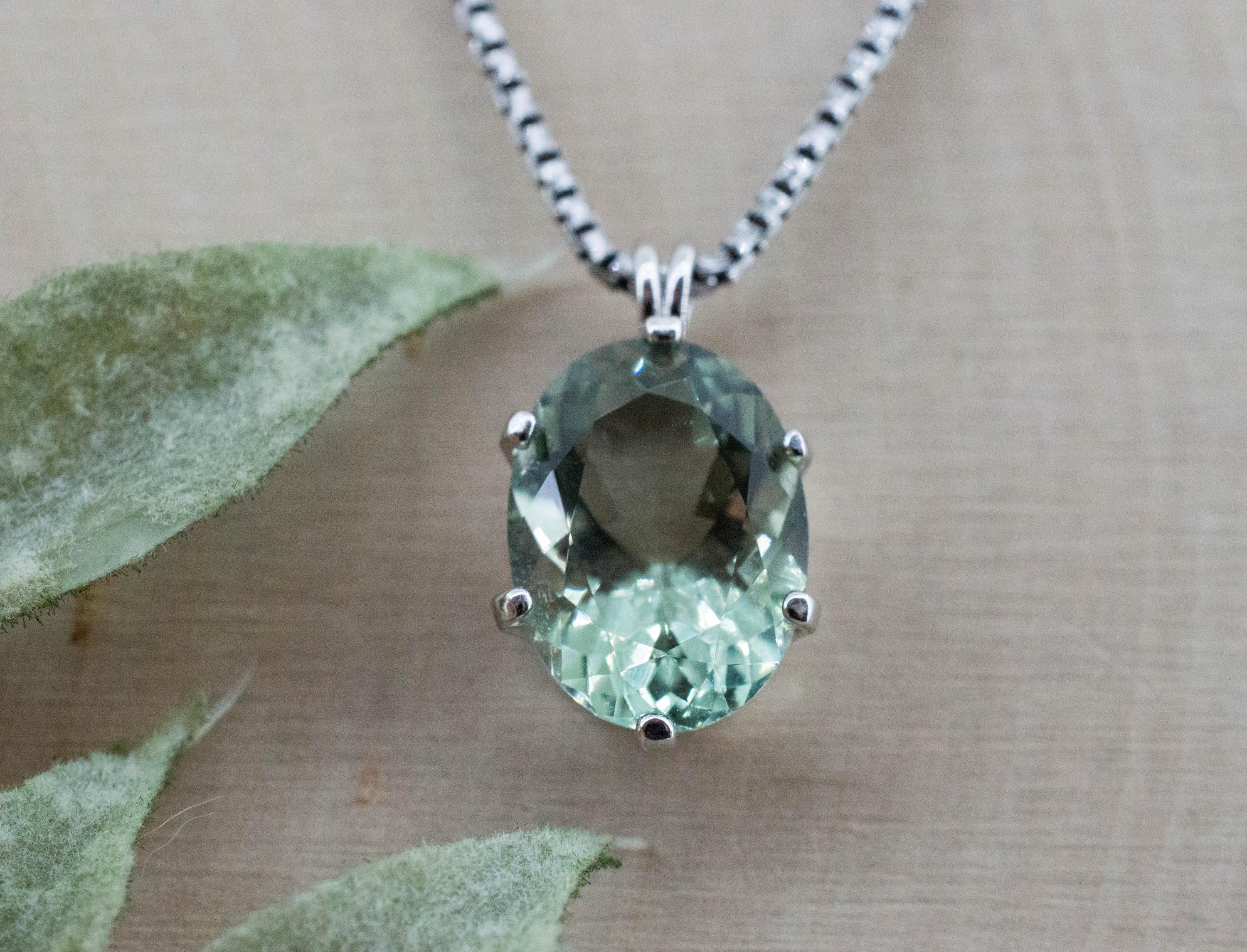 Prasiolite Pendant; Natural Brazil Green Amethyst; 4.150cts