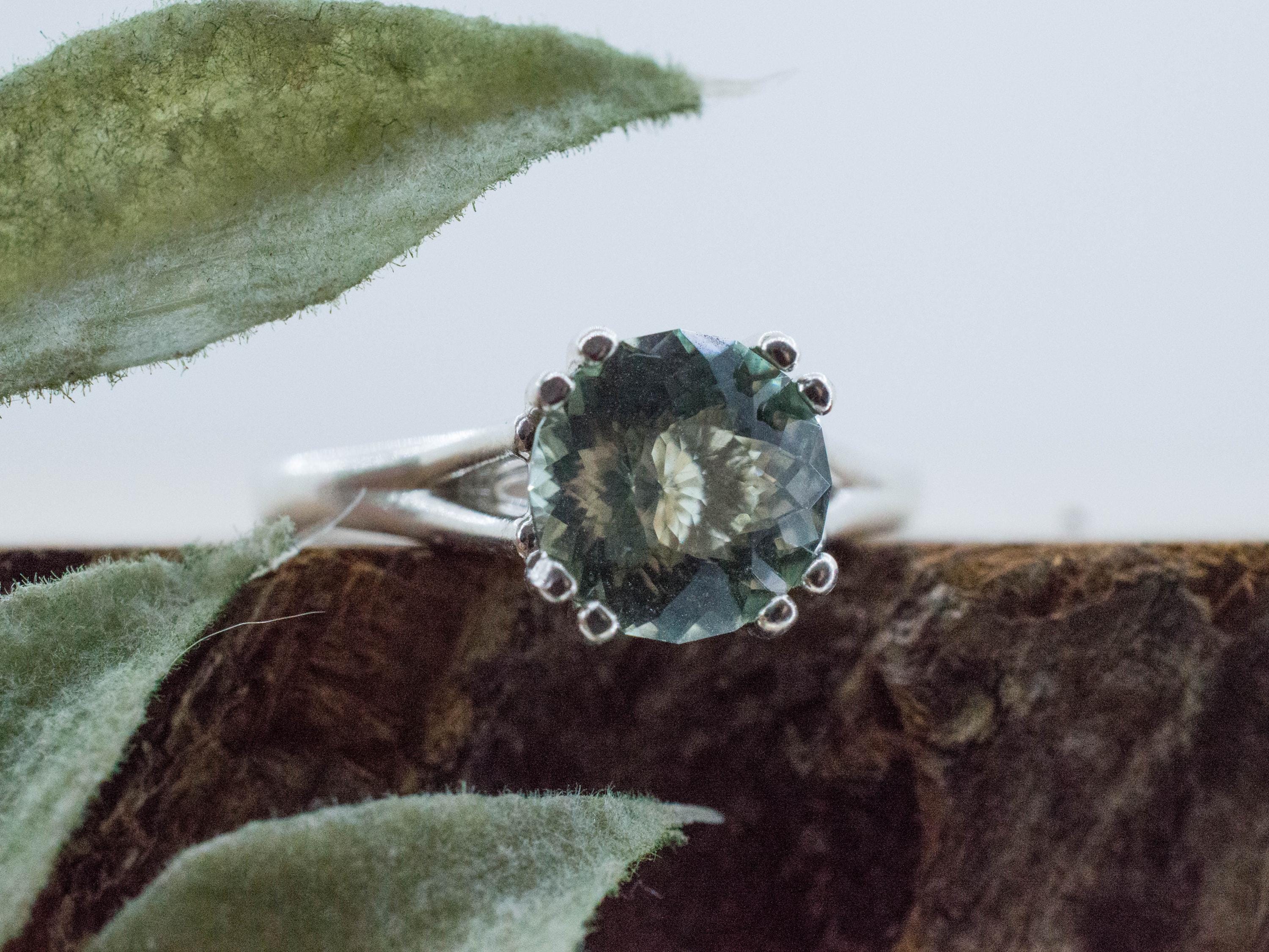 Prasiolite Ring, Natural Brazil Green Amethyst; 1.850cts