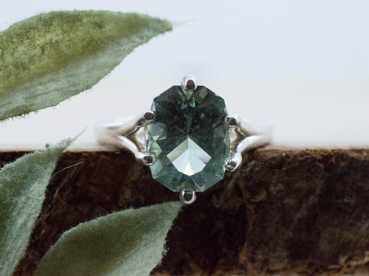 Prasiolite Ring, Natural Brazil Green Amethyst; 3.160cts