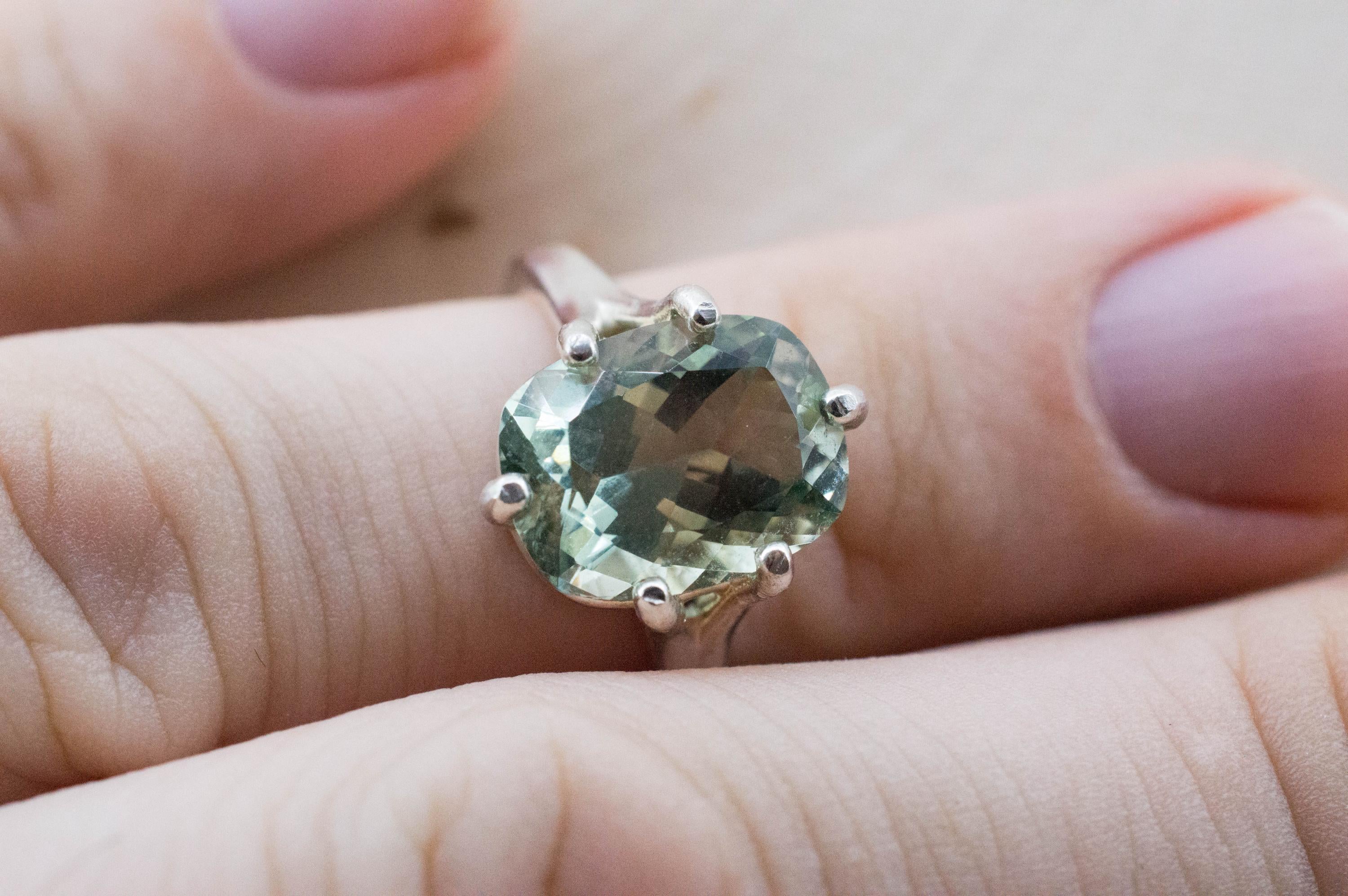 Prasiolite Ring, Natural Brazil Green Amethyst; 4.620cts