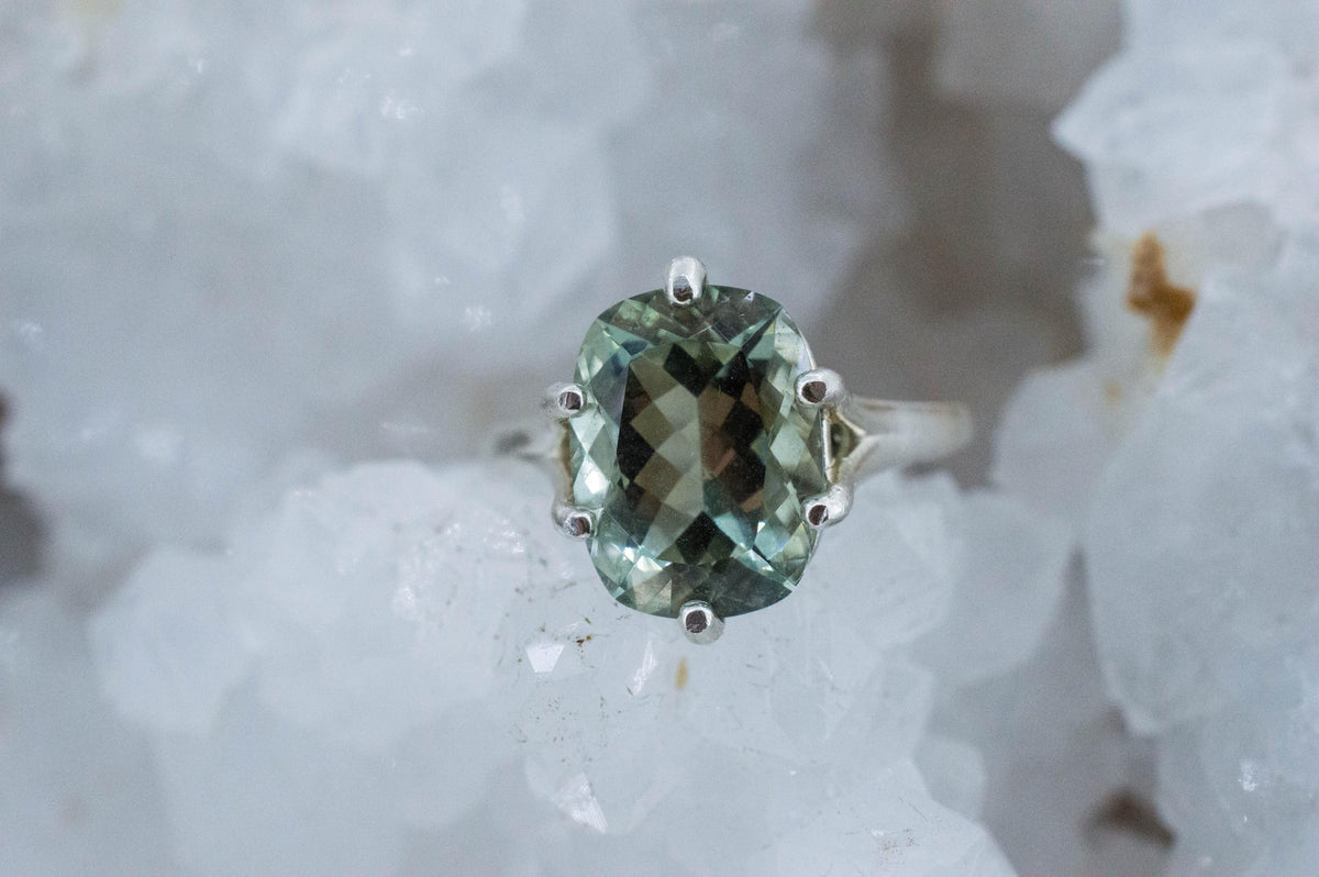 Prasiolite Ring, Natural Brazil Green Amethyst; 4.620cts
