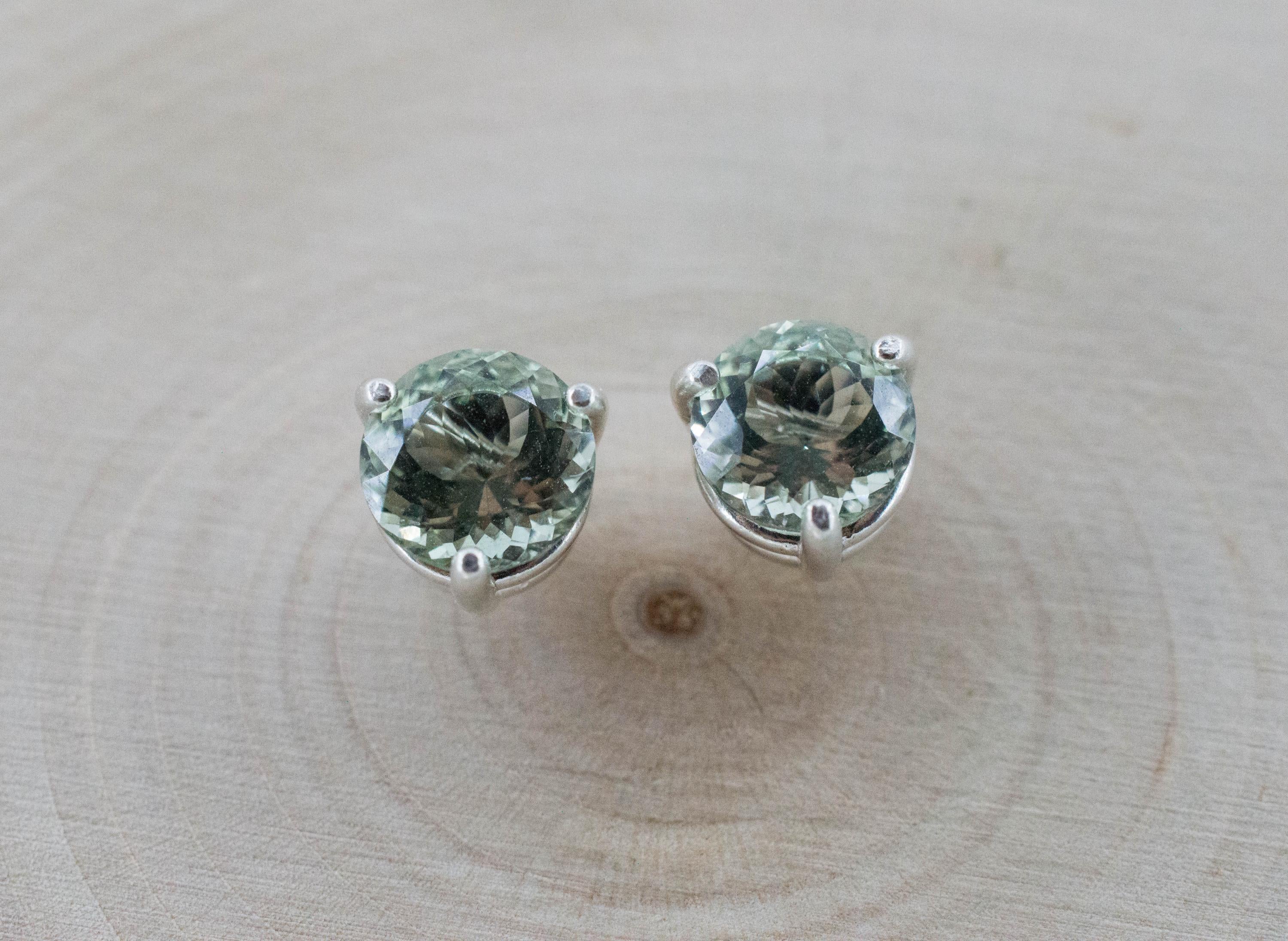 Prasiolite Earrings; Natural Brazilian Green Amethyst; 2.015cts