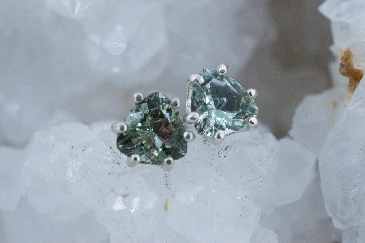 Prasiolite Earrings; Natural Brazilian Green Amethyst; 2.735cts
