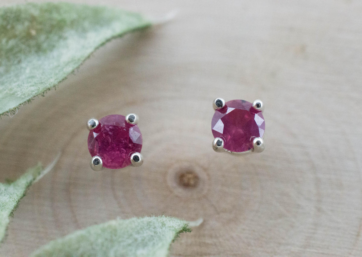 Winza Ruby Sapphire Earrings; Natural Untreated Tanzania Ruby; 0.775cts
