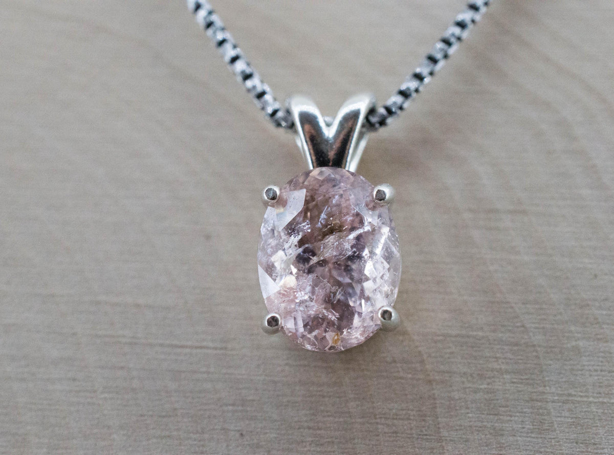 Morganite Pendant; Natural Untreated Brazil Pink Beryl; 3.845cts - Mark Oliver Gems