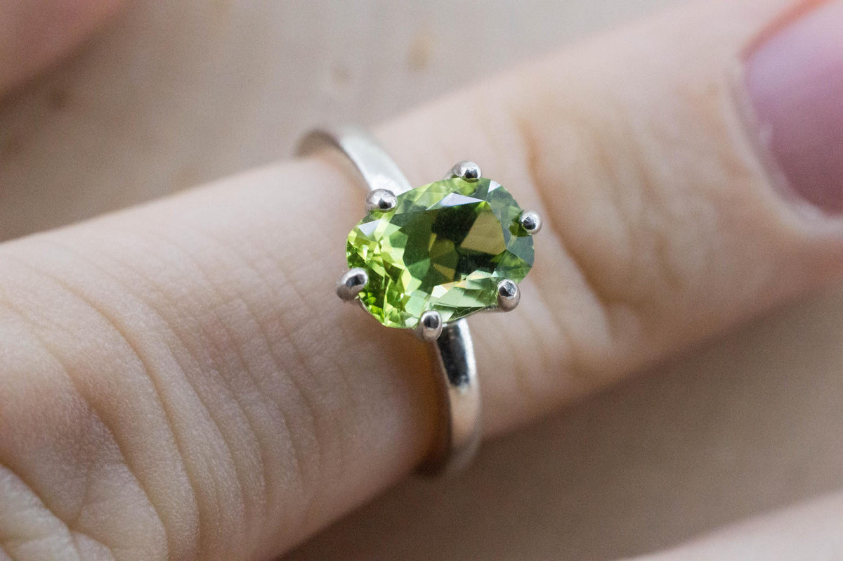 Peridot Ring, Natural Untreated Tanzania GoGo Peridot; 1.735cts