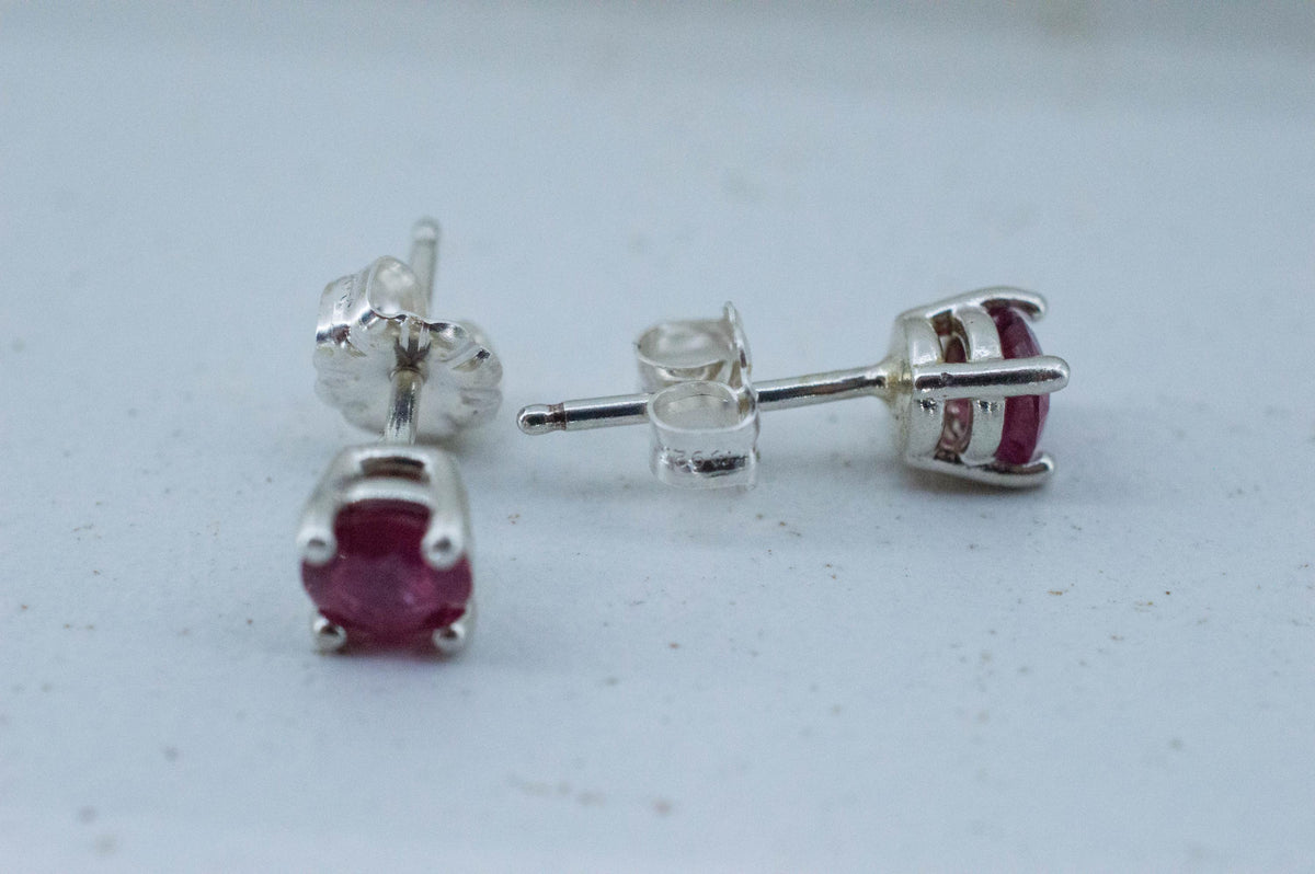 Winza Ruby Sapphire Earrings; Natural Untreated Tanzania Ruby; 0.775cts - Mark Oliver Gems