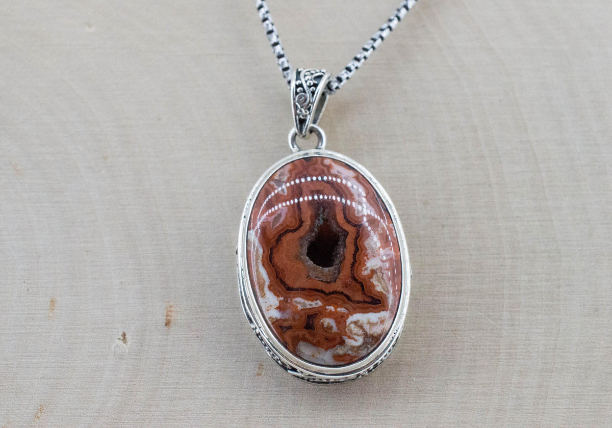 Dryhead Agate Pendant, Natural Untreated Montana Agate; 24x17mm - Mark Oliver Gems
