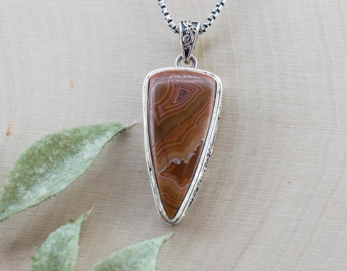 Dryhead Agate Pendant, Natural Untreated Montana Agate; 28x13mm - Mark Oliver Gems