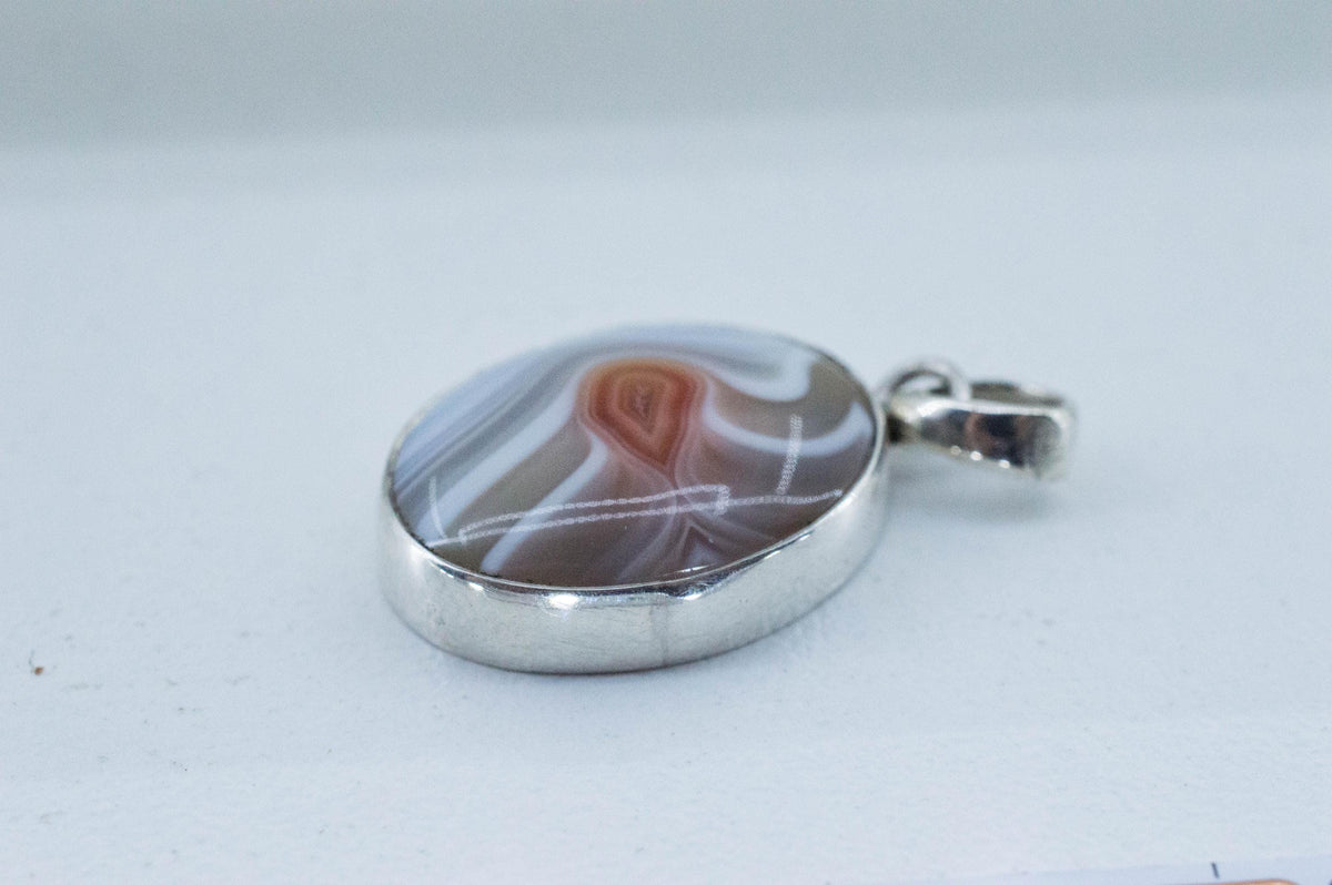 Laguna Agate Pendant, Natural Untreated Mexico Agate; 20x15mm - Mark Oliver Gems