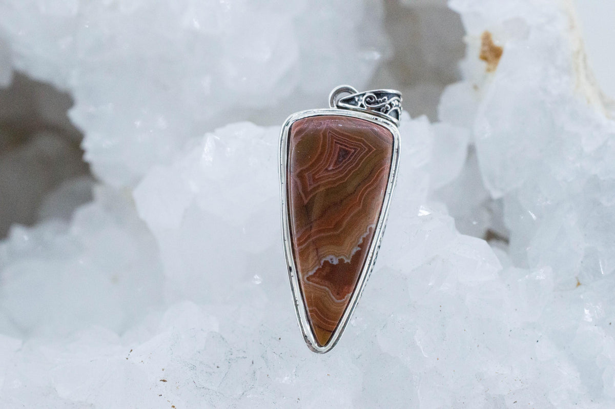 Dryhead Agate Pendant, Natural Untreated Montana Agate; 28x13mm - Mark Oliver Gems