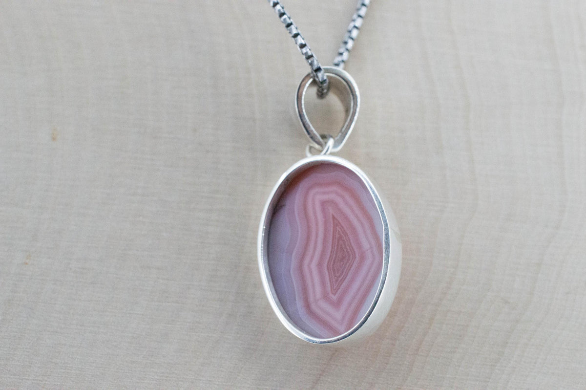 Laguna Agate Pendant, Natural Untreated Mexico Agate; 21x16mm - Mark Oliver Gems