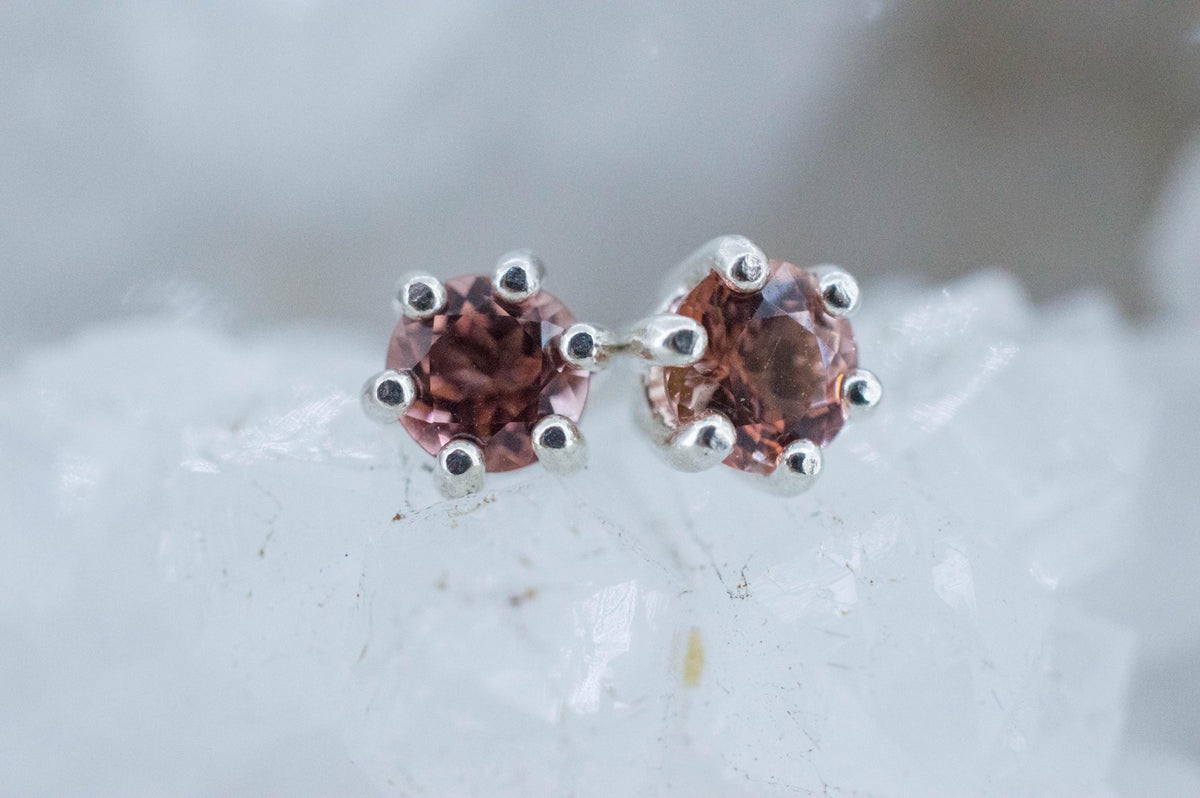 Pink Tourmaline Earrings; Natural Untreated Brazil Peach Tourmaline; 0.680cts - Mark Oliver Gems