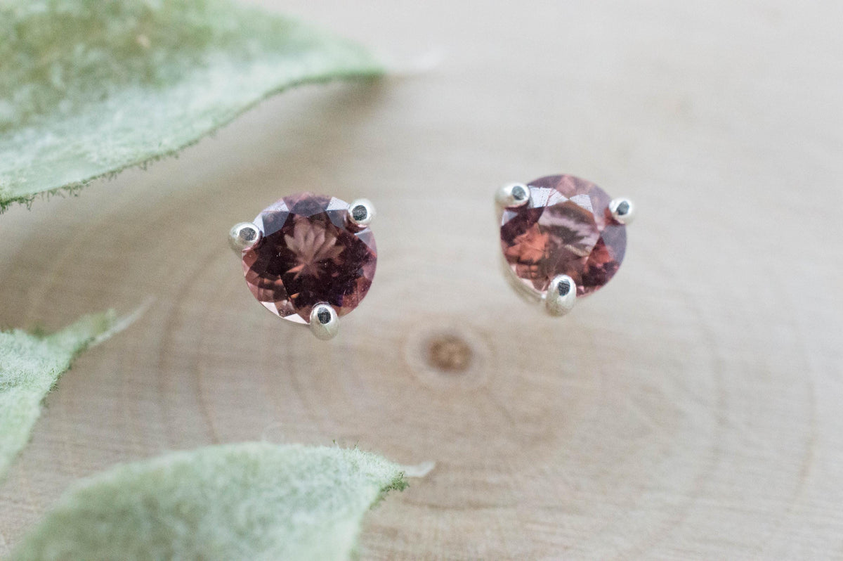 Pink Tourmaline Earrings; Natural Untreated Brazil Peach Tourmaline; 0.965cts - Mark Oliver Gems