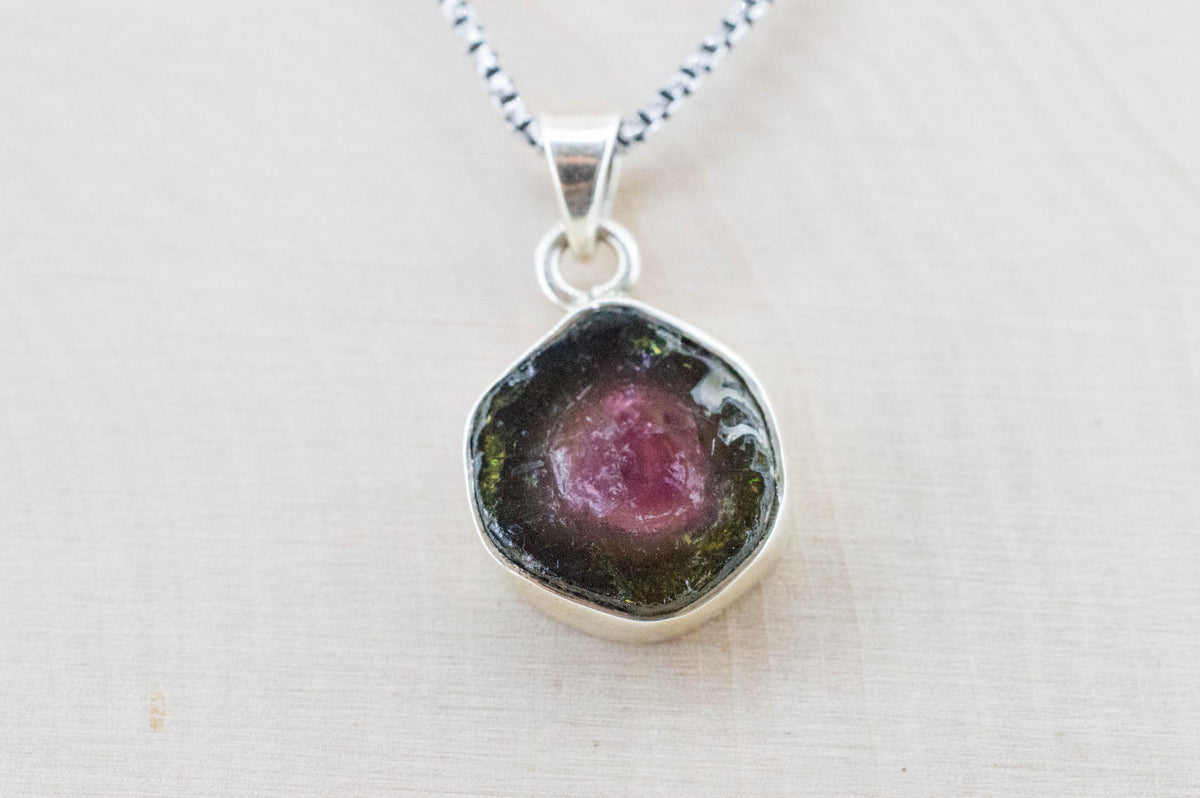 Watermelon Tourmaline Pendant; Natural Untreated Brazil Tourmaline; 3.850cts - Mark Oliver Gems
