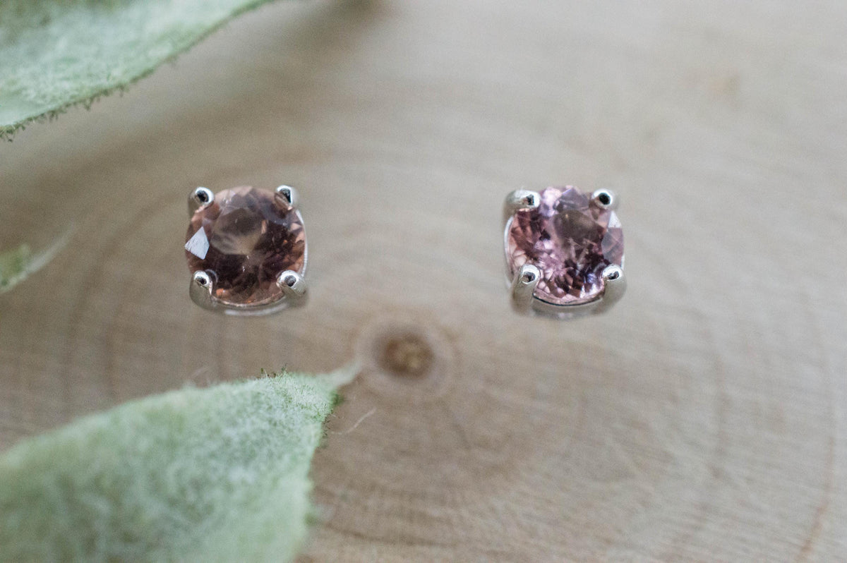 Pink Tourmaline Earrings; Natural Untreated Brazil Peach Tourmaline; 0.520cts - Mark Oliver Gems