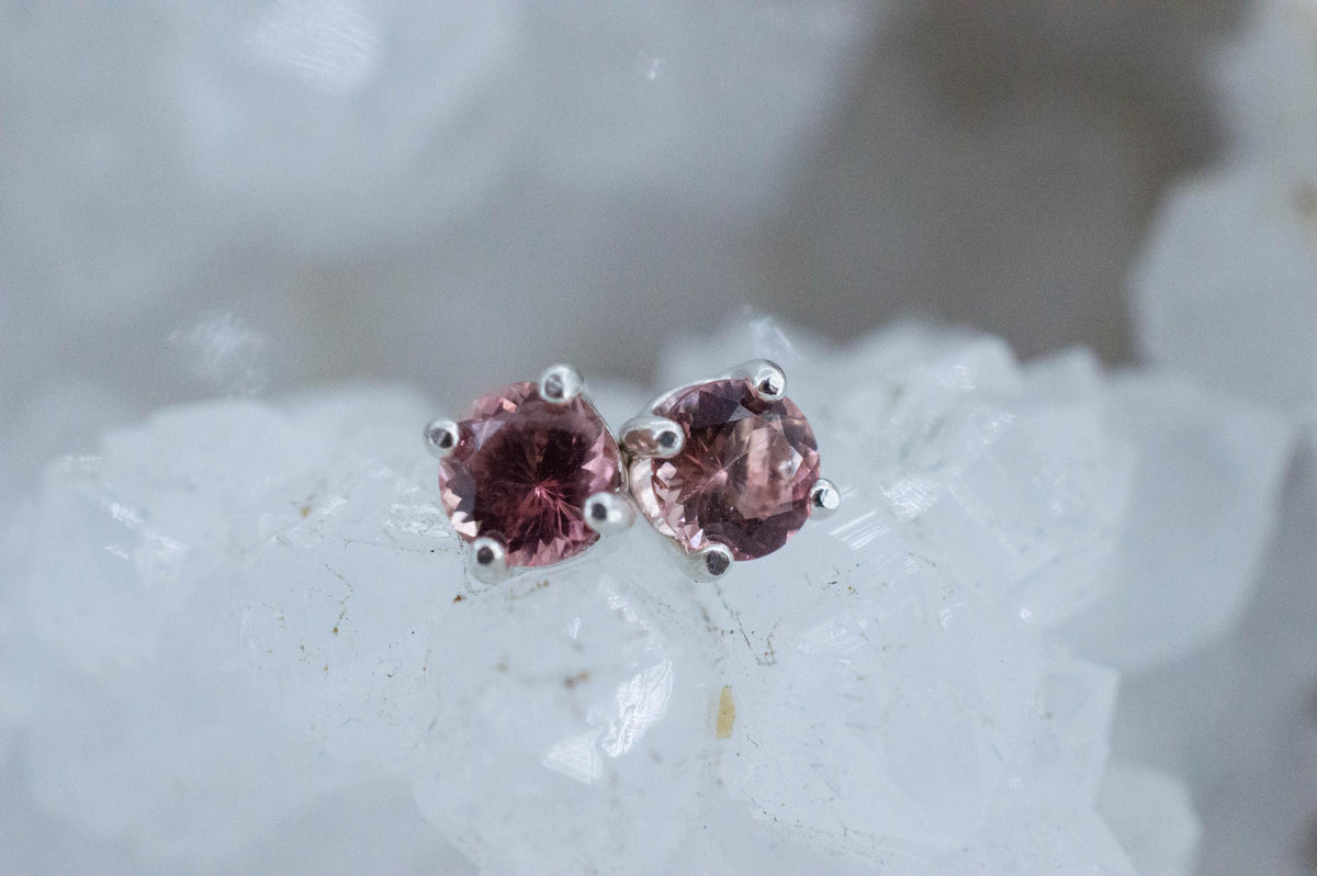 Pink Tourmaline Earrings; Natural Untreated Brazil Peach Tourmaline; 0.610cts - Mark Oliver Gems