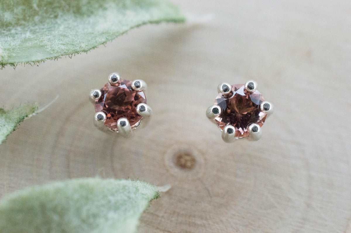 Pink Tourmaline Earrings; Natural Untreated Brazil Peach Tourmaline; 0.680cts - Mark Oliver Gems