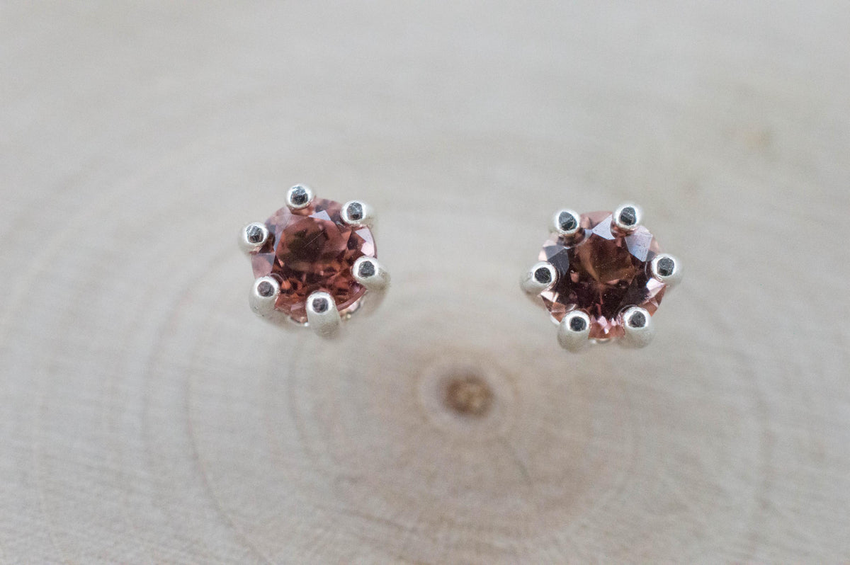 Pink Tourmaline Earrings; Natural Untreated Brazil Peach Tourmaline; 0.680cts - Mark Oliver Gems