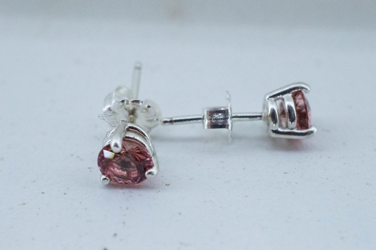 Pink Tourmaline Earrings; Natural Untreated Brazil Peach Tourmaline; 0.965cts - Mark Oliver Gems