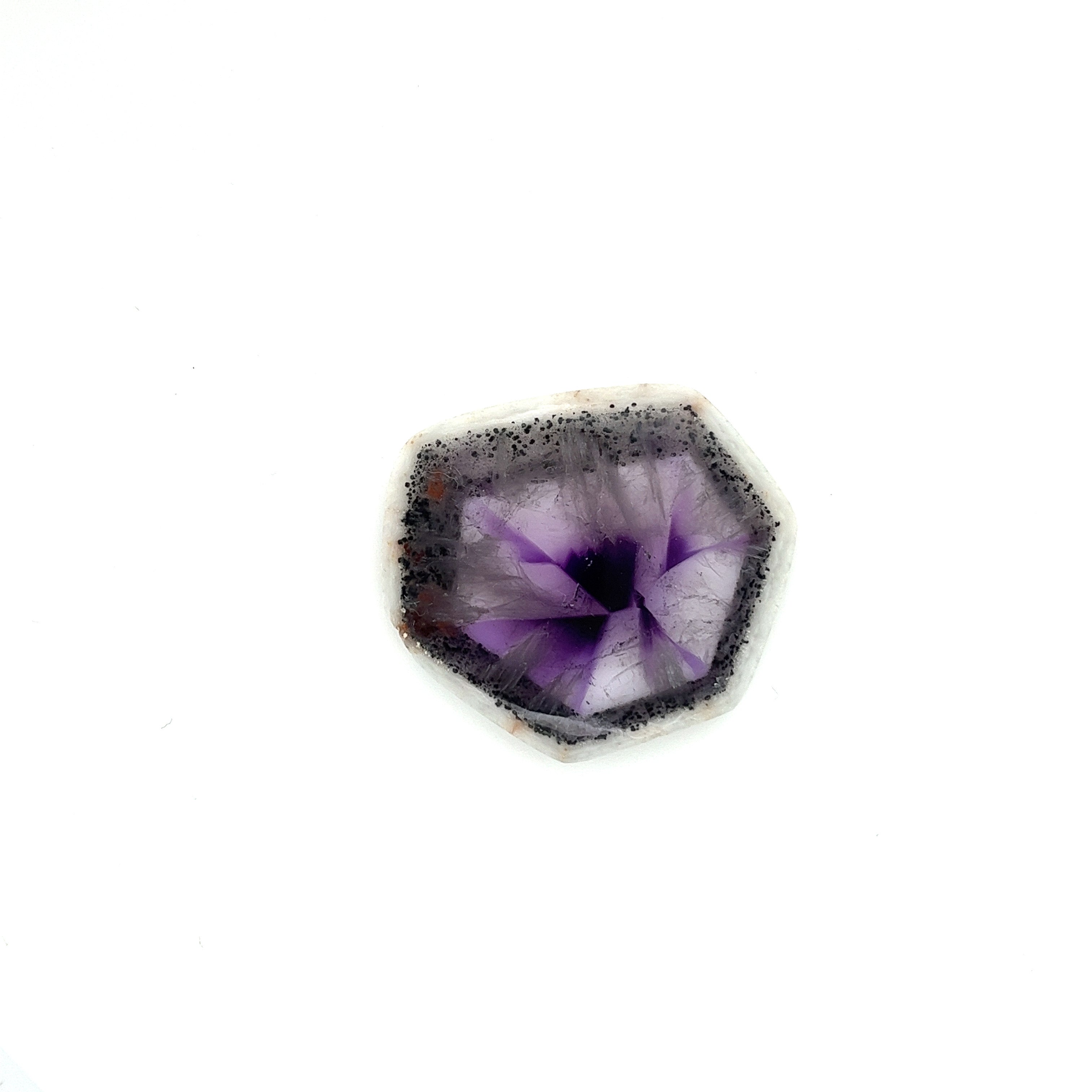 Trapiche Amethyst; Genuine Untreated India Amethyst Slice, 11 grams - Mark Oliver Gems