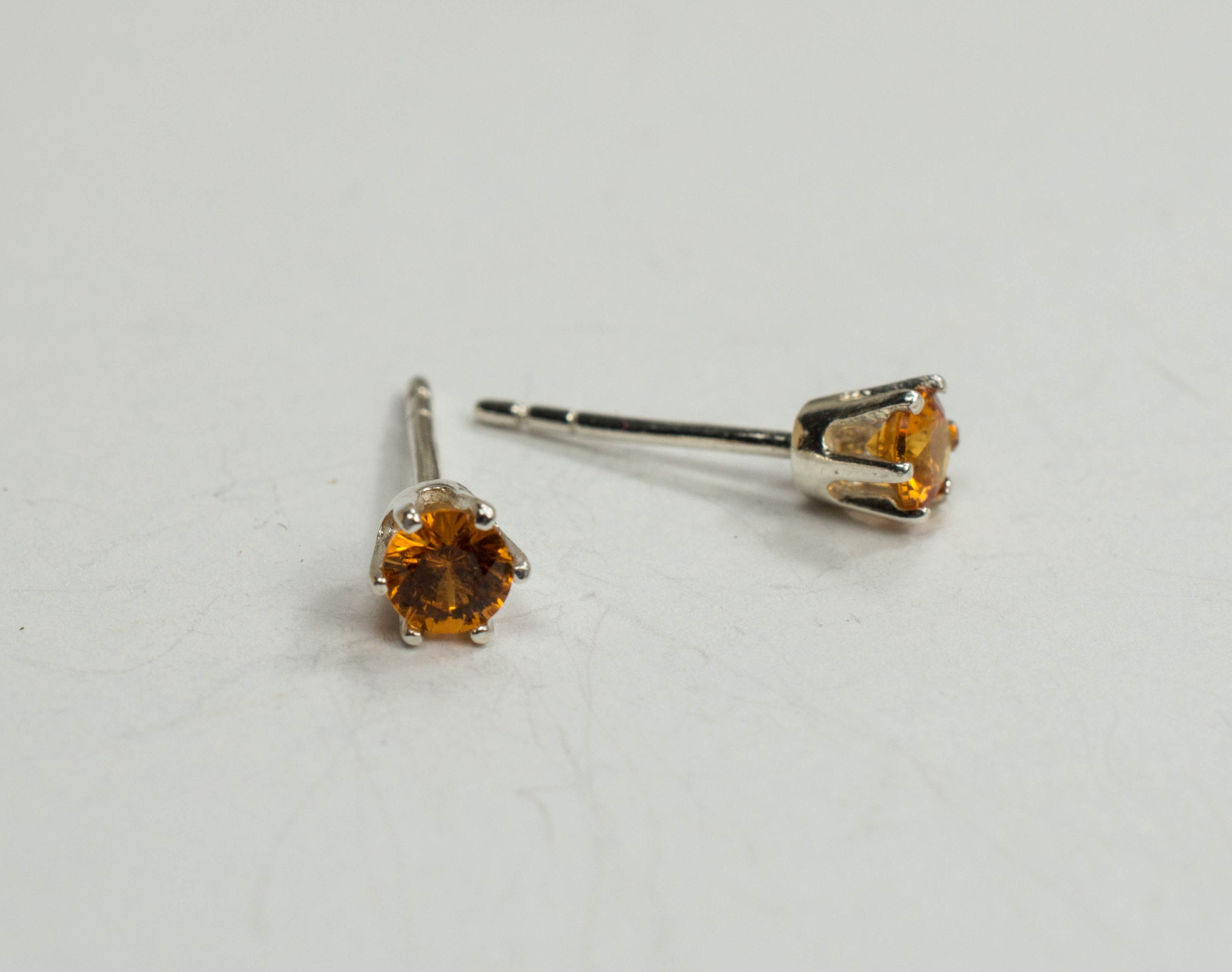 Spessartite Garnet Sterling Silver Earrings; Genuine Untreated Namibian Garnet - Mark Oliver Gems