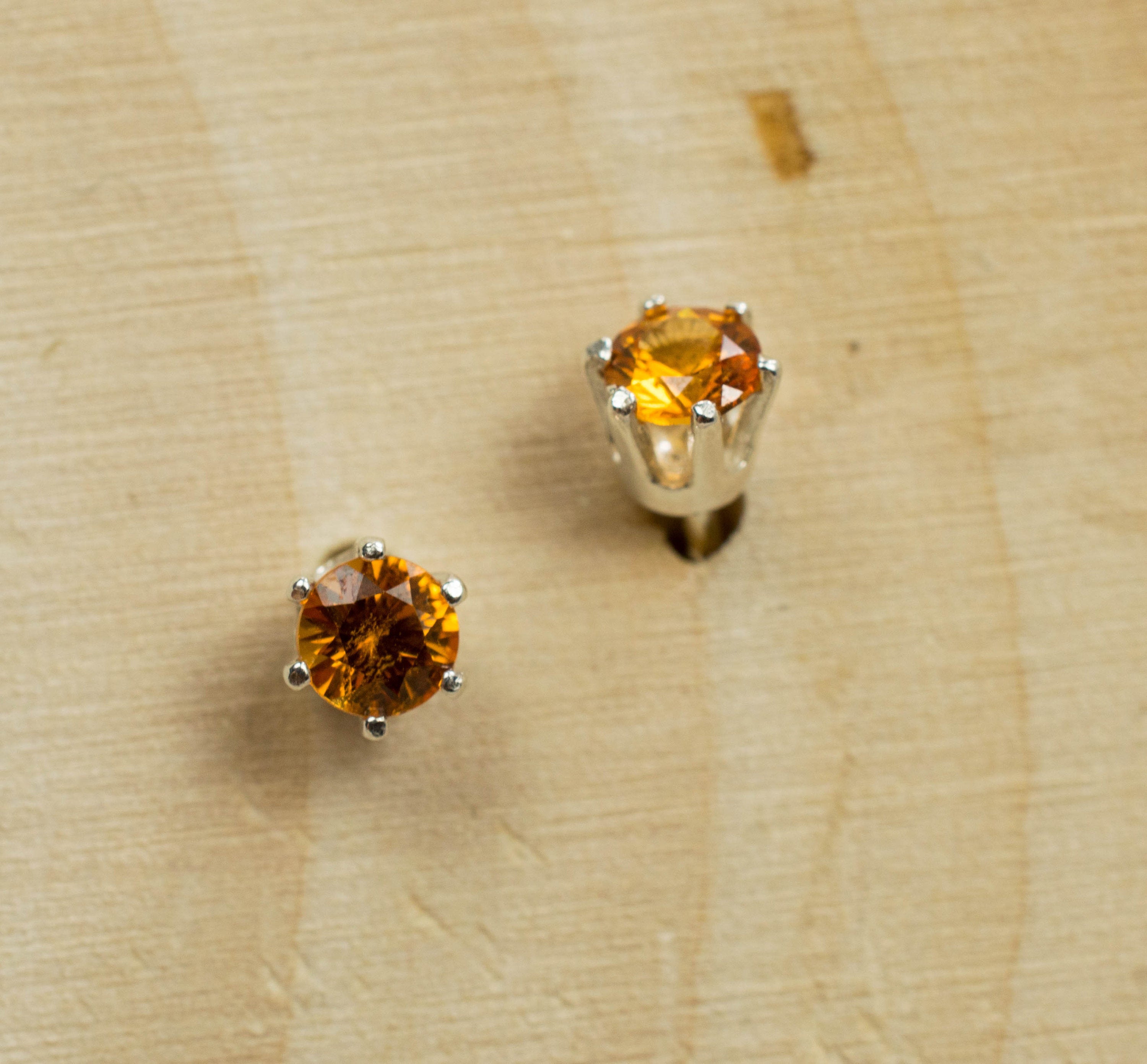 Spessartite Garnet Sterling Silver Earrings; Genuine Untreated Namibian Garnet - Mark Oliver Gems