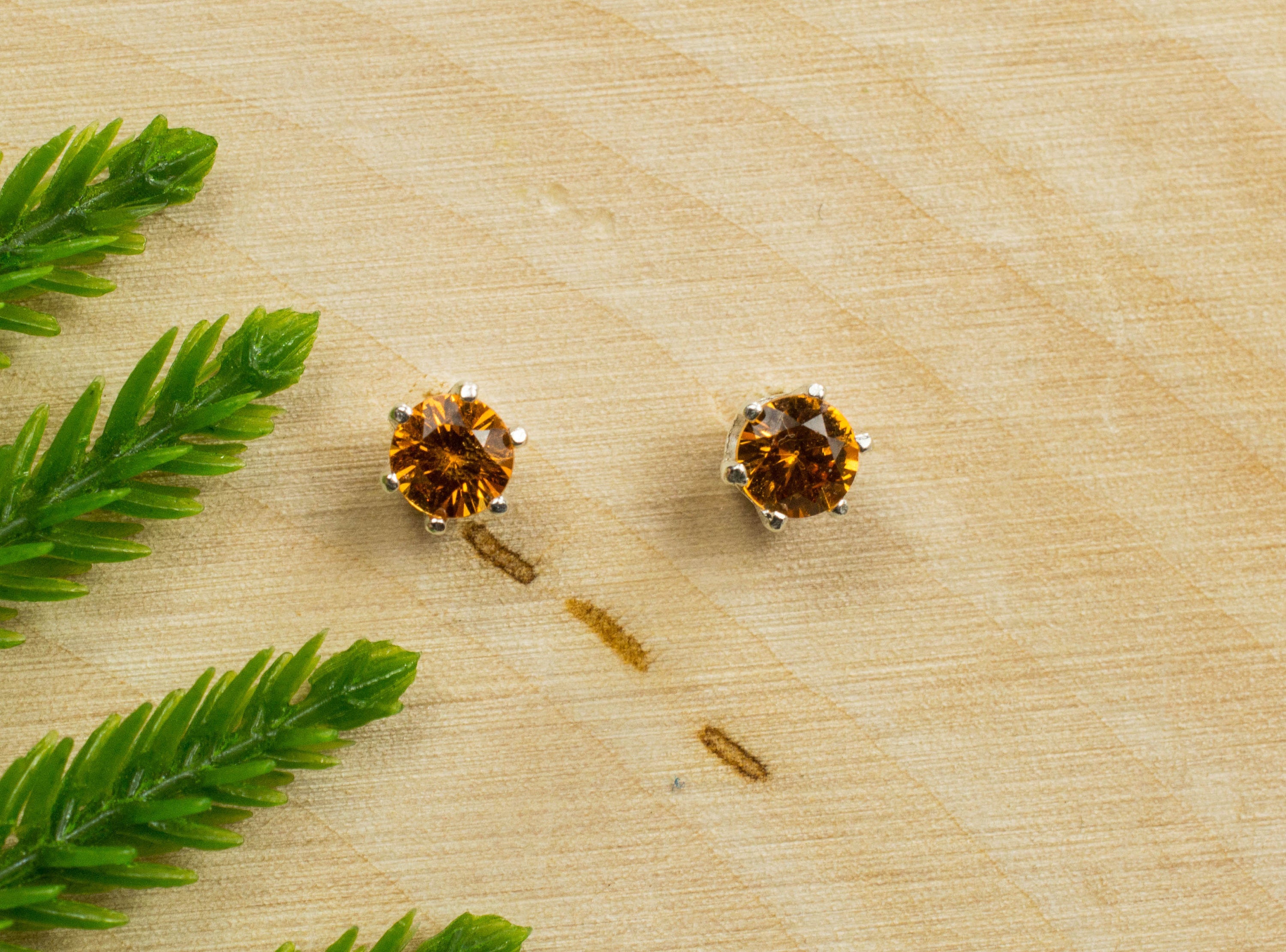 Spessartite Garnet Sterling Silver Earrings; Genuine Untreated Namibian Garnet - Mark Oliver Gems