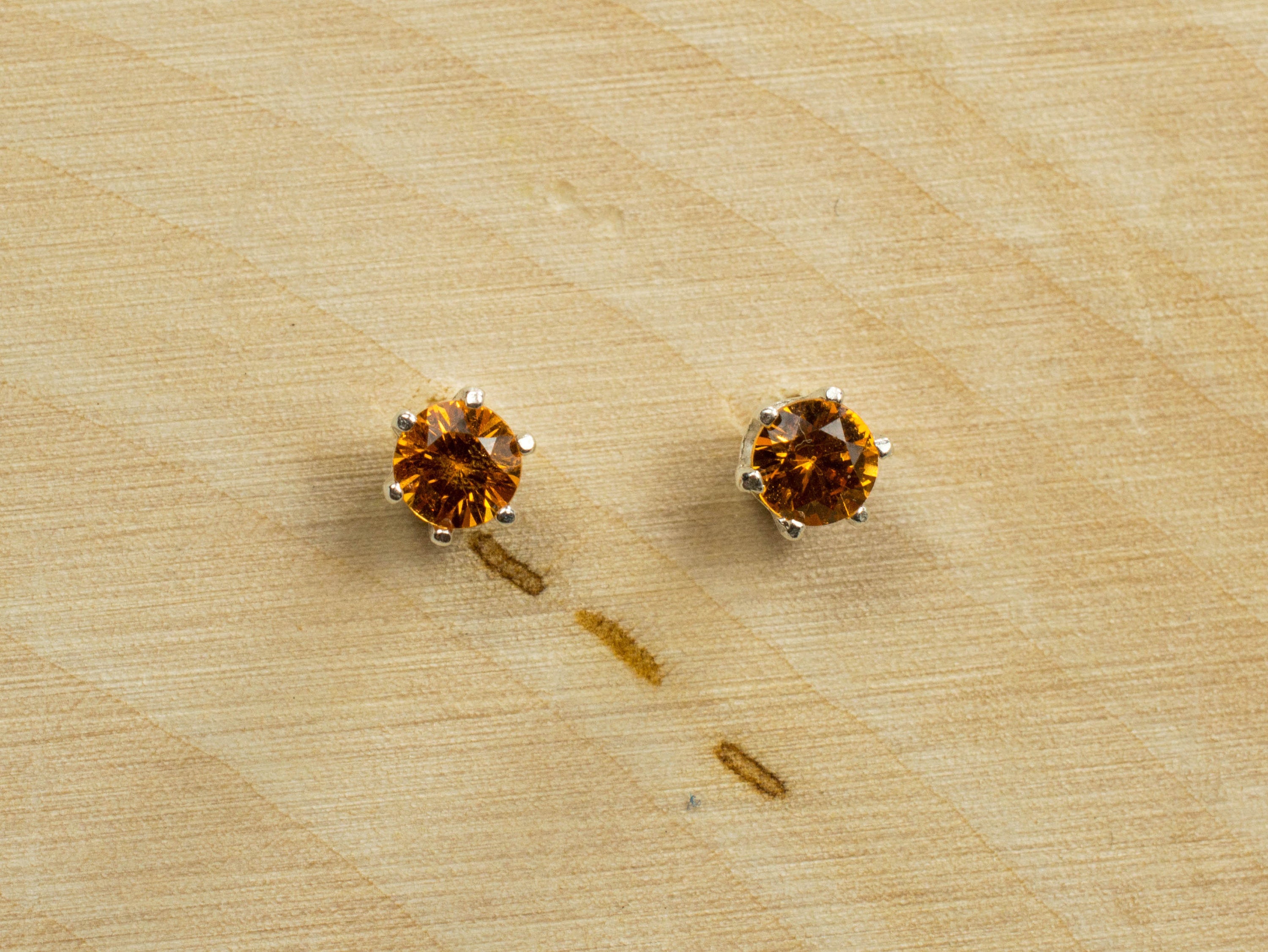 Spessartite Garnet Sterling Silver Earrings; Genuine Untreated Namibian Garnet - Mark Oliver Gems