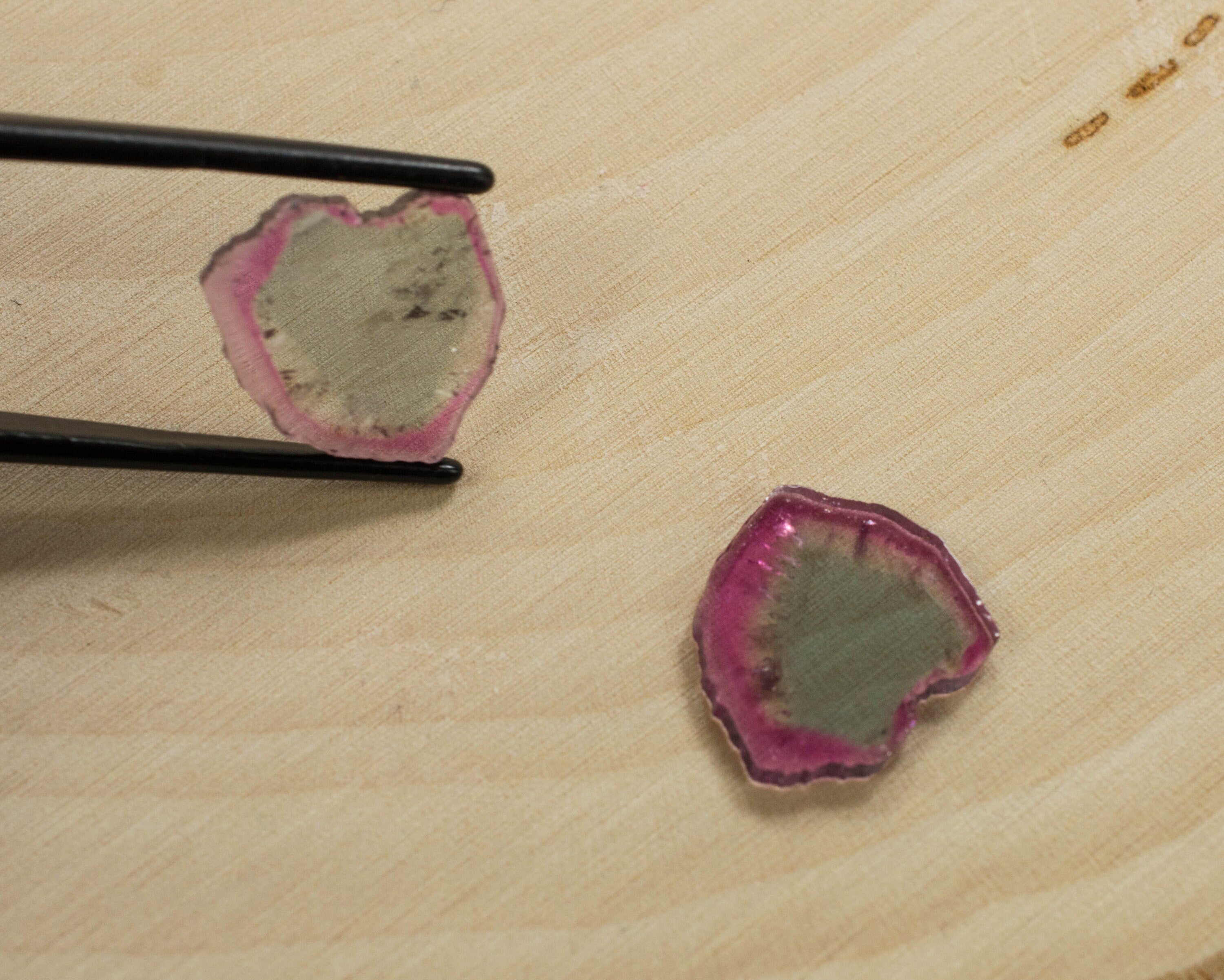 Tourmaline Slice Gemstone Matched Pair; Genuine Untreated Madagascan Tourmaline - Mark Oliver Gems