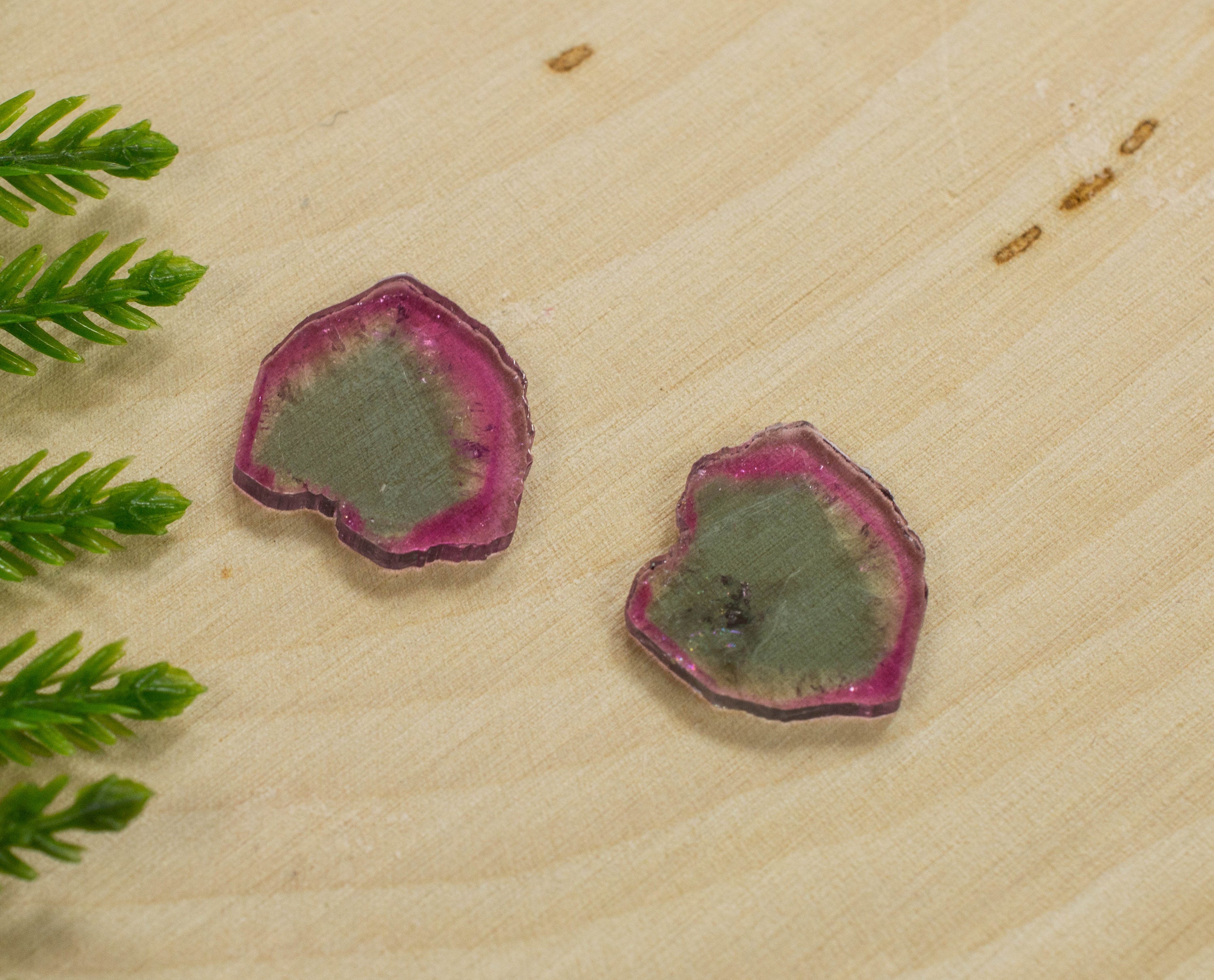 Tourmaline Slice Gemstone Matched Pair; Genuine Untreated Madagascan Tourmaline - Mark Oliver Gems