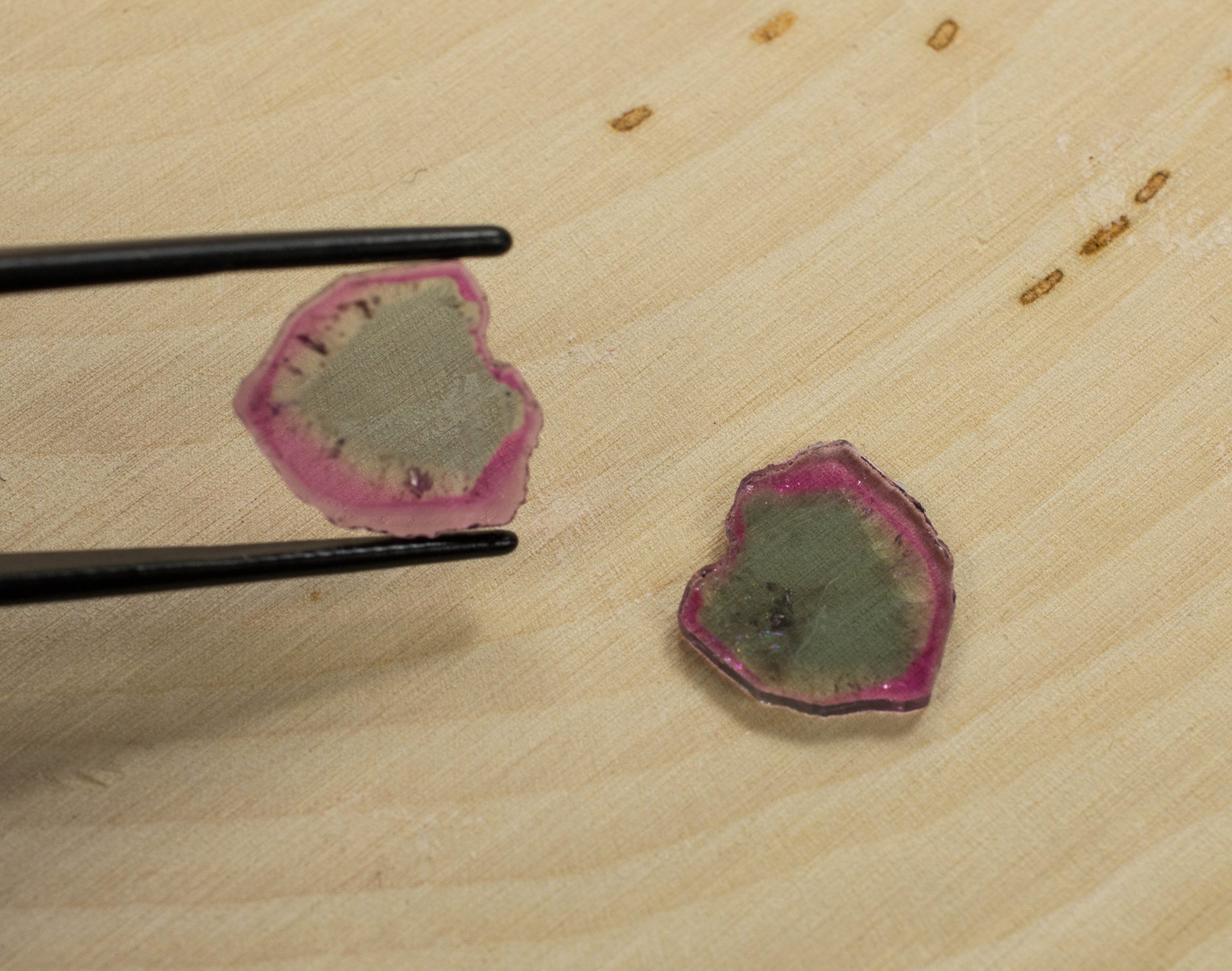 Tourmaline Slice Gemstone Matched Pair; Genuine Untreated Madagascan Tourmaline - Mark Oliver Gems