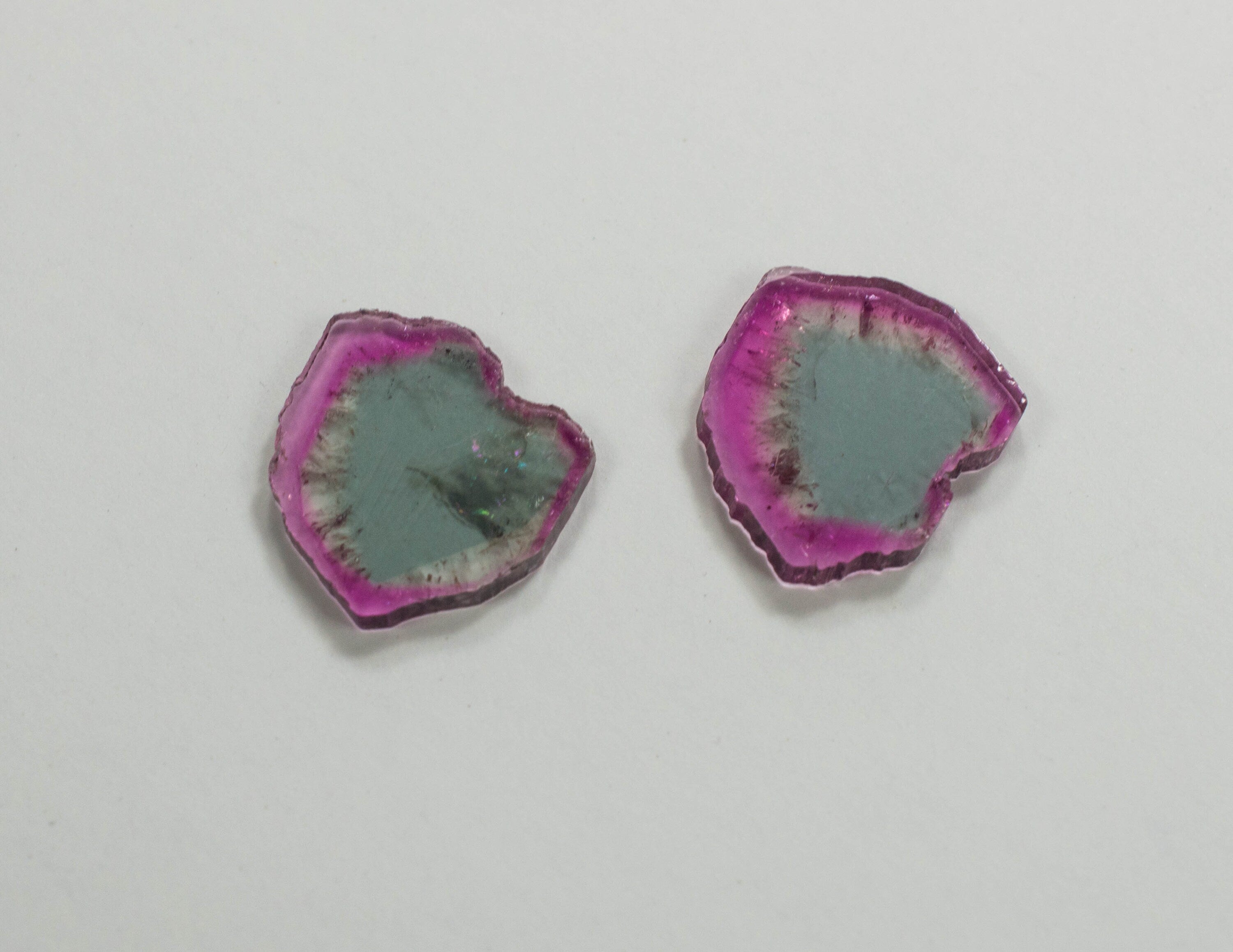 Tourmaline Slice Gemstone Matched Pair; Genuine Untreated Madagascan Tourmaline - Mark Oliver Gems