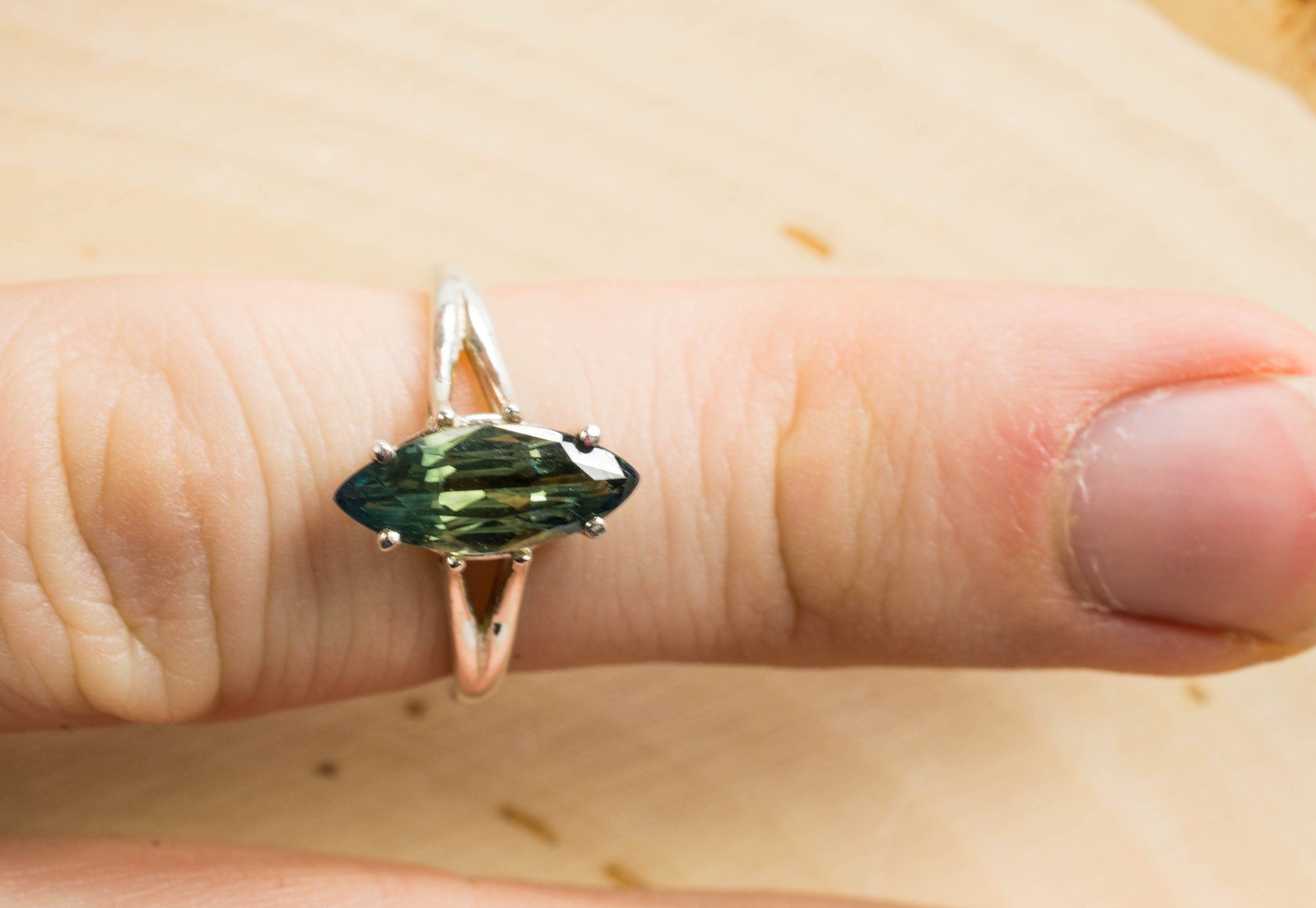 Australian Parti Sapphire Sterling Silver Ring, Genuine Untreated Bi-Colored Sapphire - Mark Oliver Gems