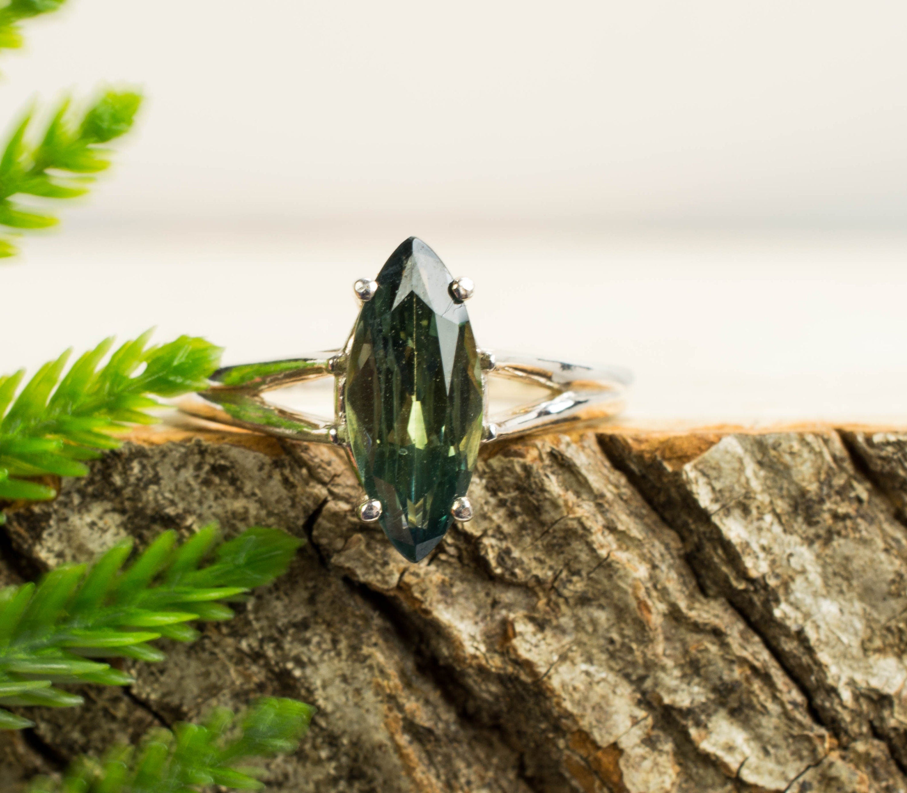 Australian Parti Sapphire Sterling Silver Ring, Genuine Untreated Bi-Colored Sapphire - Mark Oliver Gems