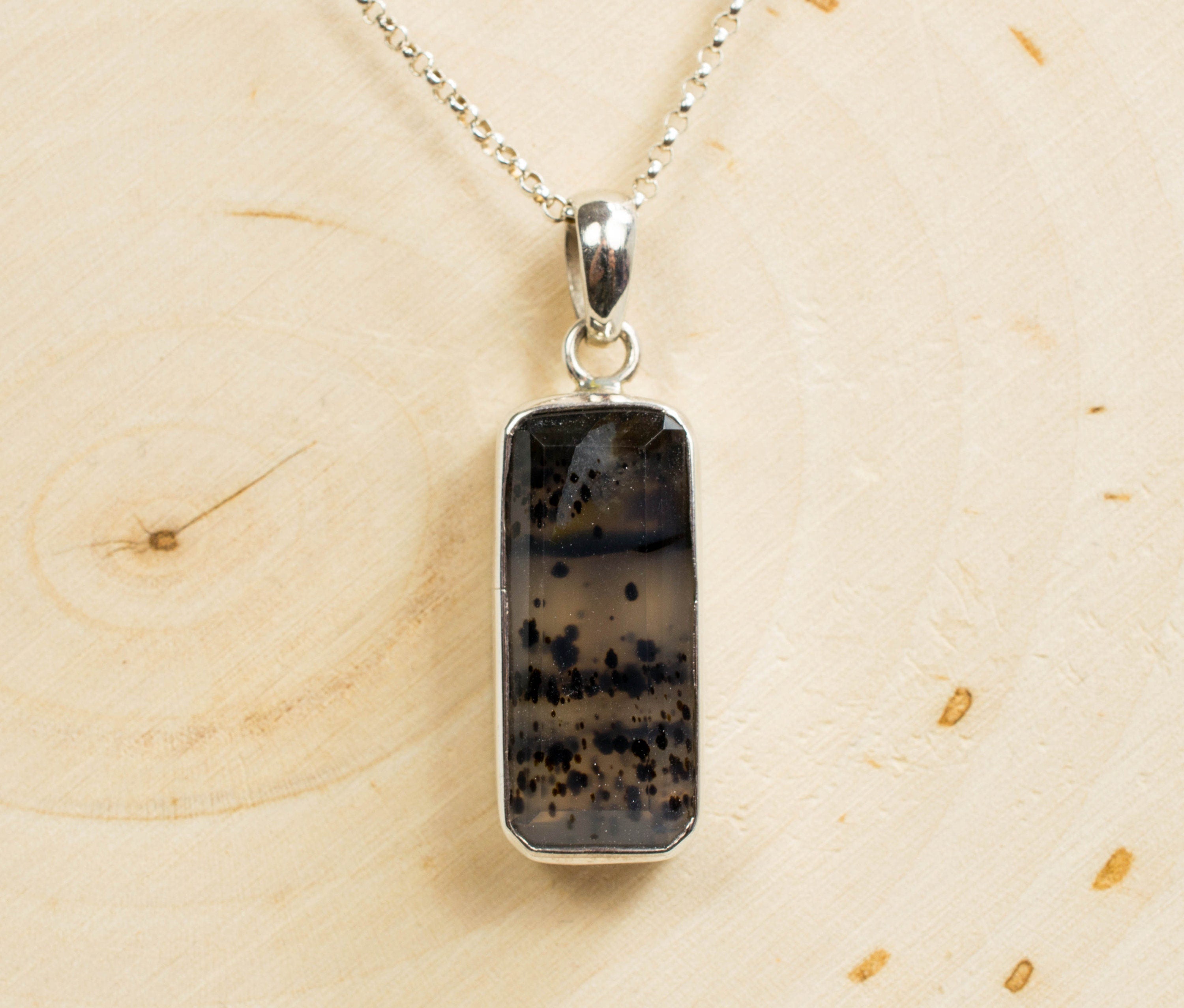 Montana Moss Agate Sterling Silver Pendant, Genuine Untreated Agate; Agate Pendant - Mark Oliver Gems