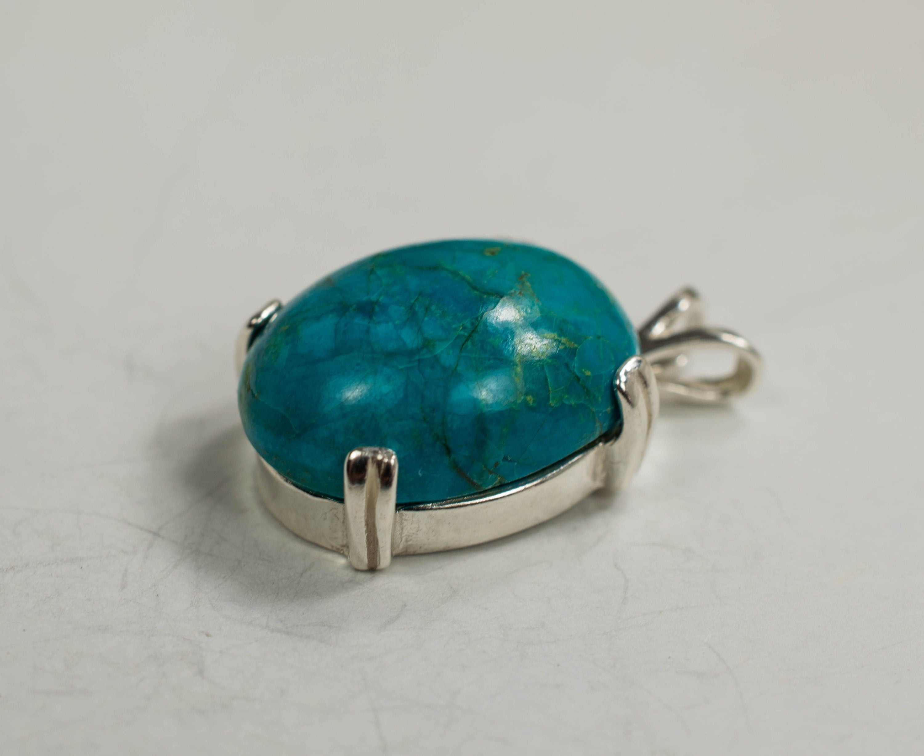 Chrysocolla Sterling Silver Pendant; Genuine Untreated Mexican Chrysocolla - Mark Oliver Gems