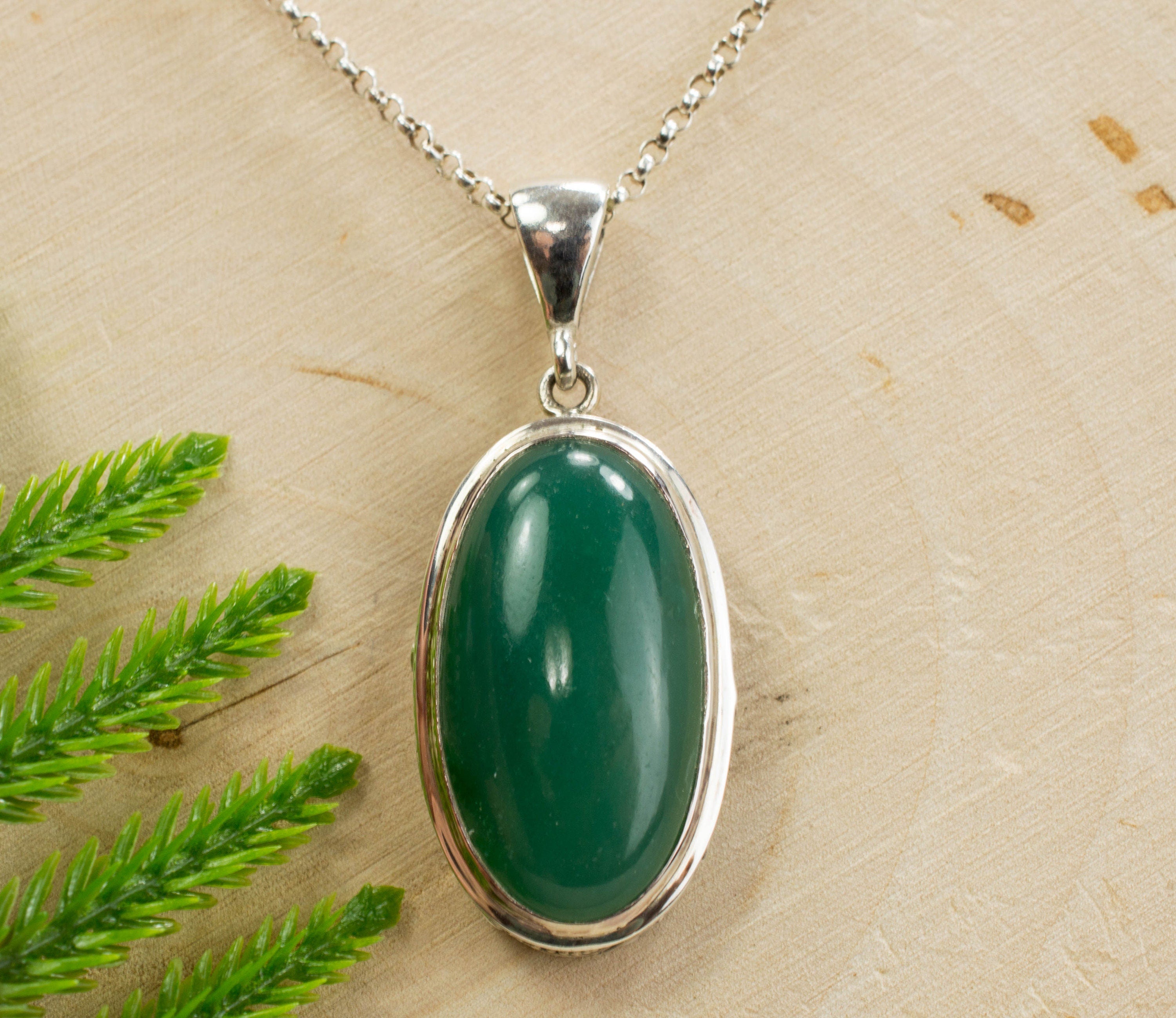 Chalcedony Sterling Silver Pendant; Genuine Untreated Zimbabwe Chrome Chalcedony - Mark Oliver Gems