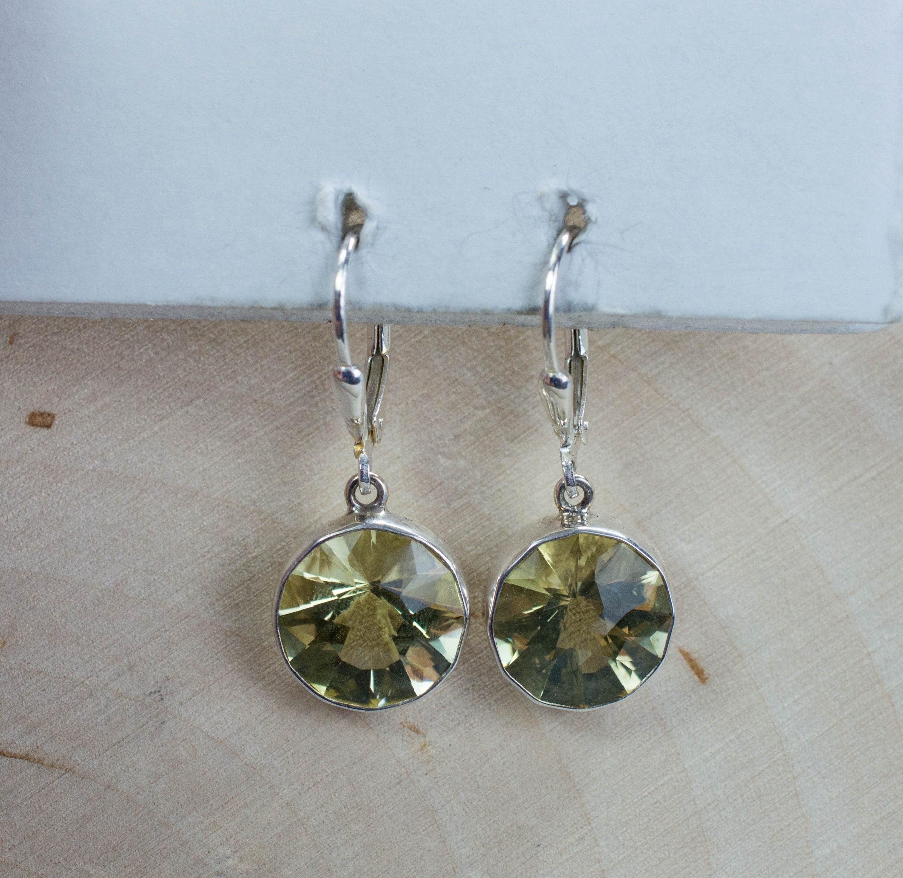 Lemon Quartz Sterling Silver Earrings; Genuine Untreated Brazilian Quartz - Mark Oliver Gems