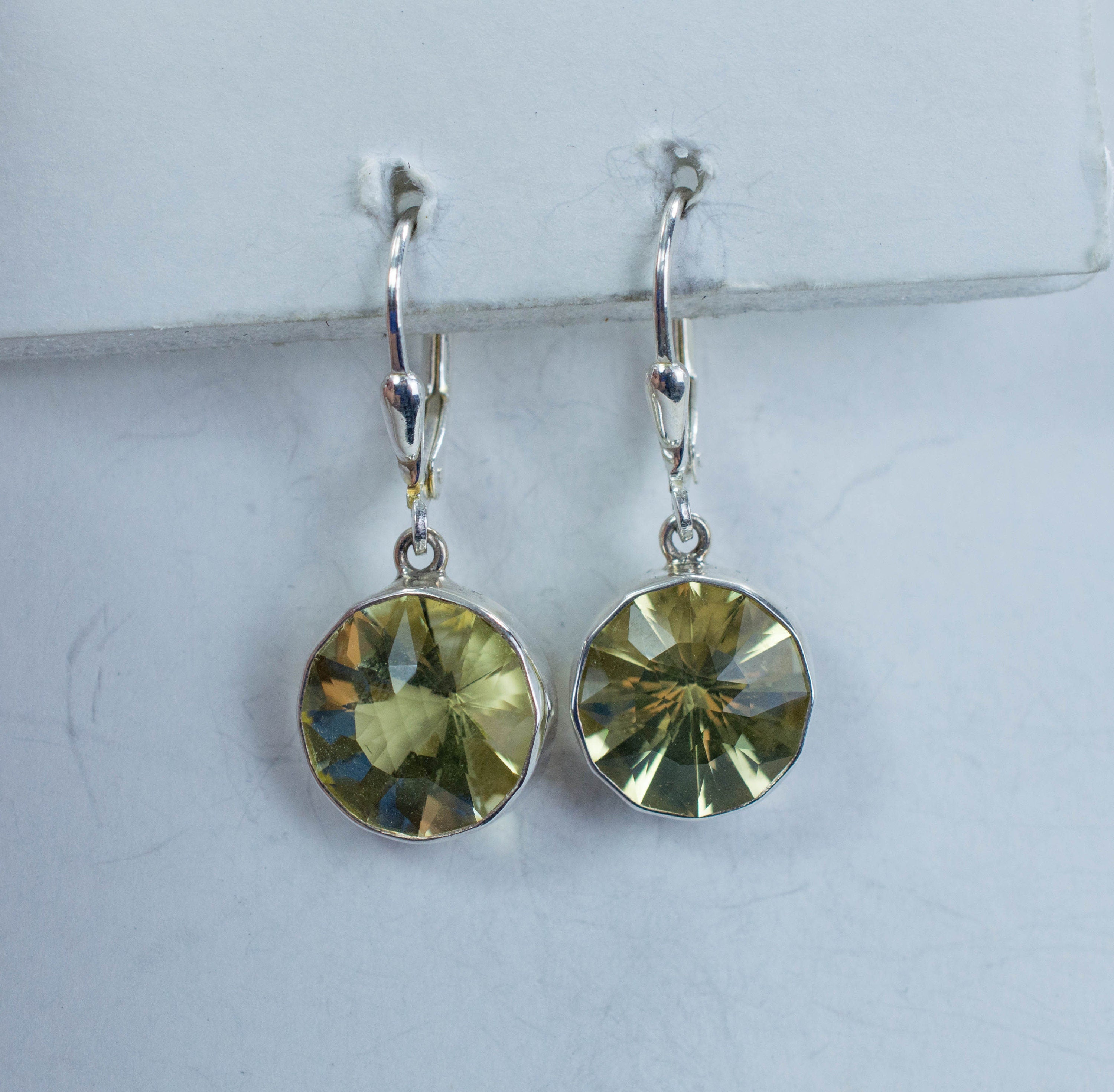 Lemon Quartz Sterling Silver Earrings; Genuine Untreated Brazilian Quartz - Mark Oliver Gems