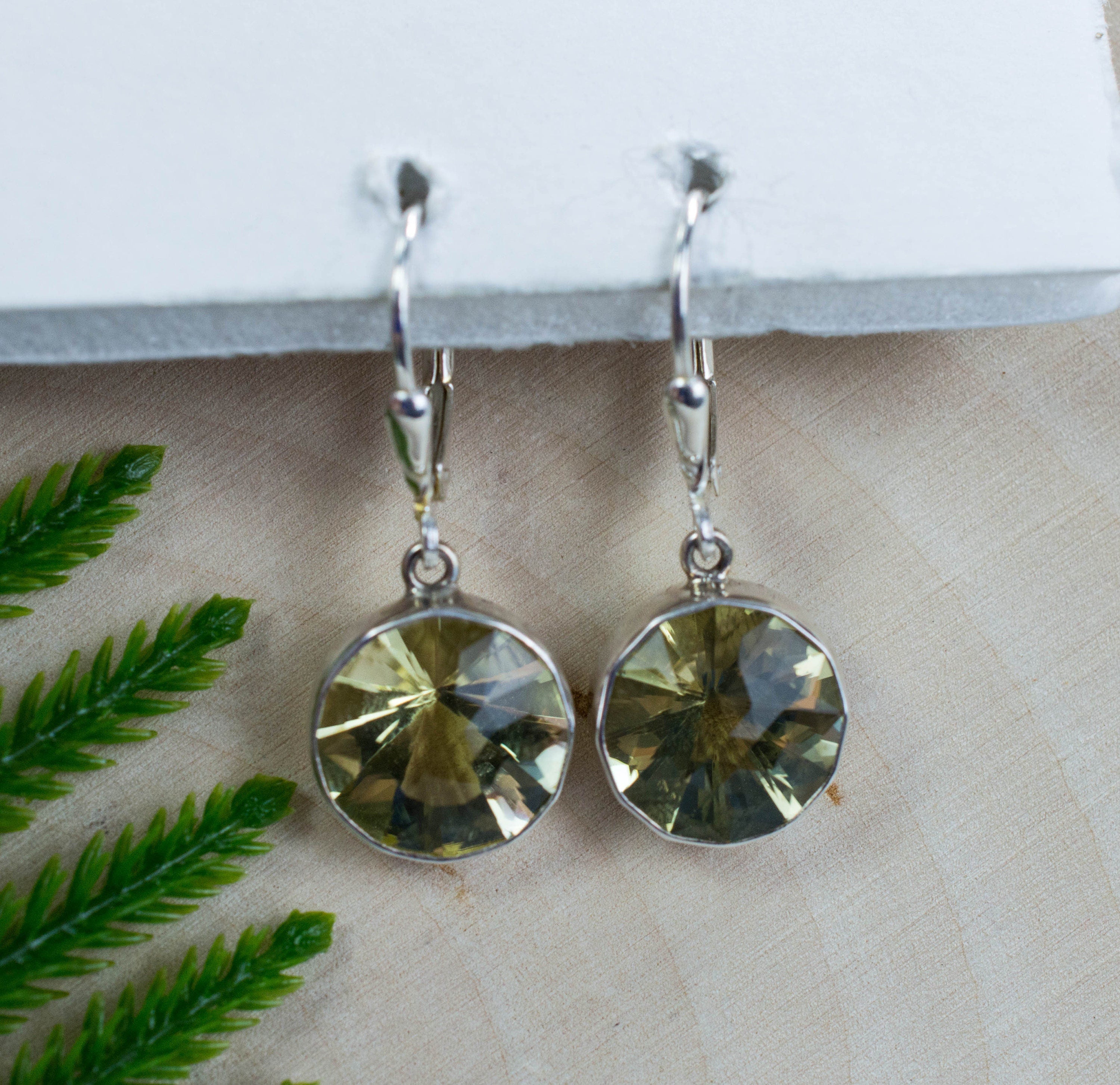 Lemon Quartz Sterling Silver Earrings; Genuine Untreated Brazilian Quartz - Mark Oliver Gems