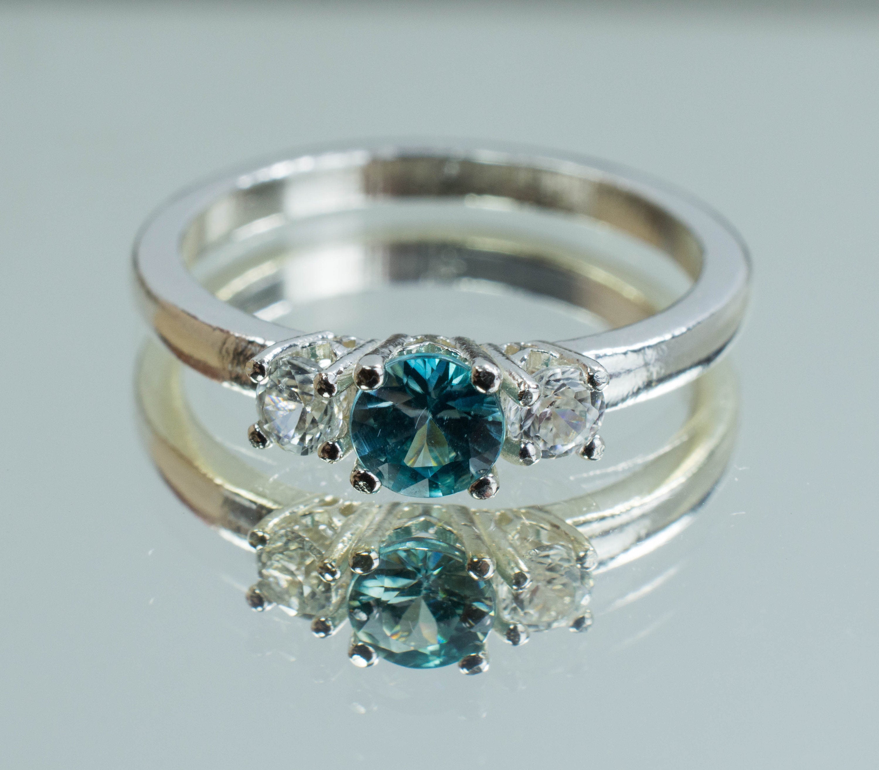 Zircon Sterling Silver Ring, Genuine Cambodian Zircon - Mark Oliver Gems