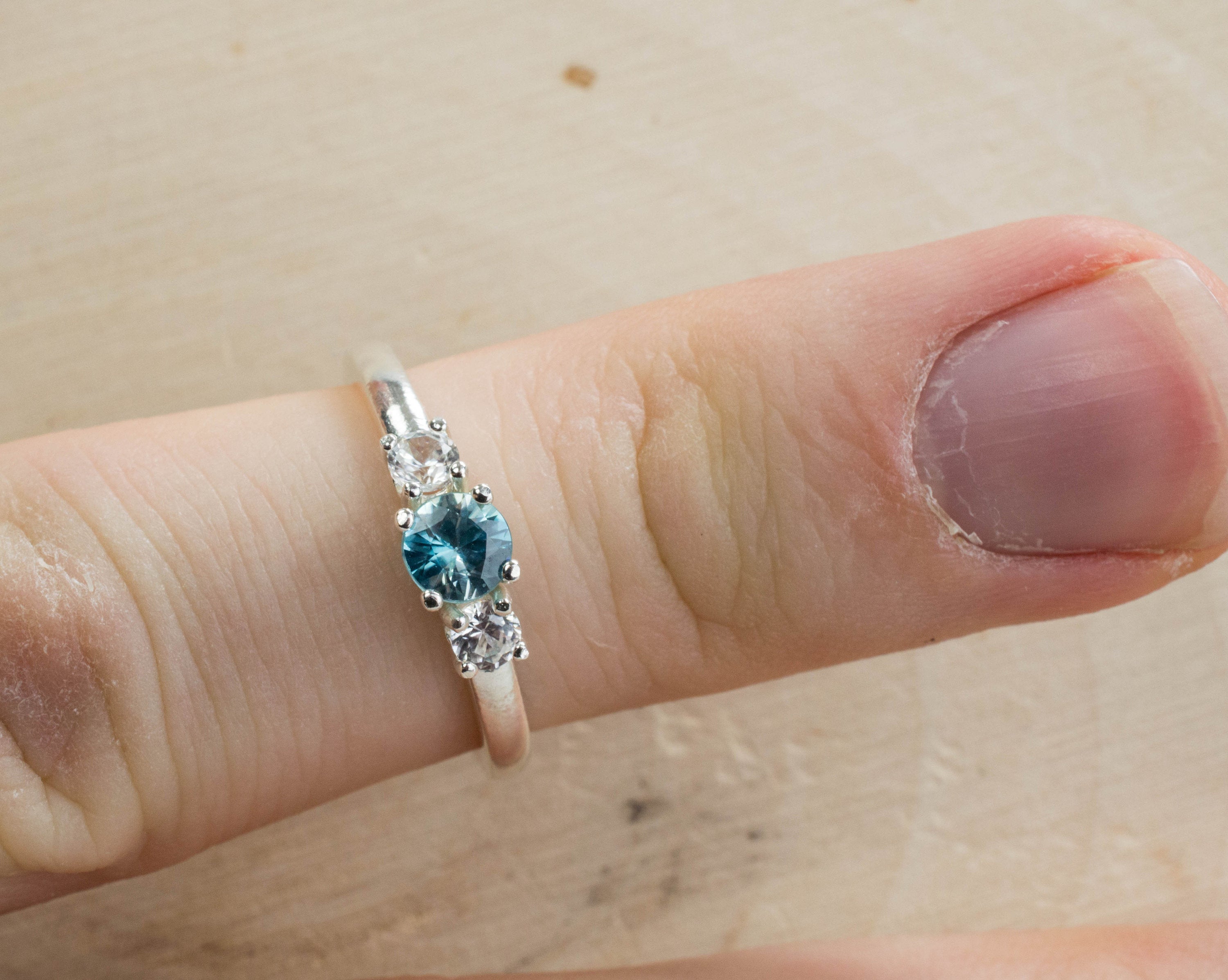 Zircon Sterling Silver Ring, Genuine Cambodian Zircon - Mark Oliver Gems