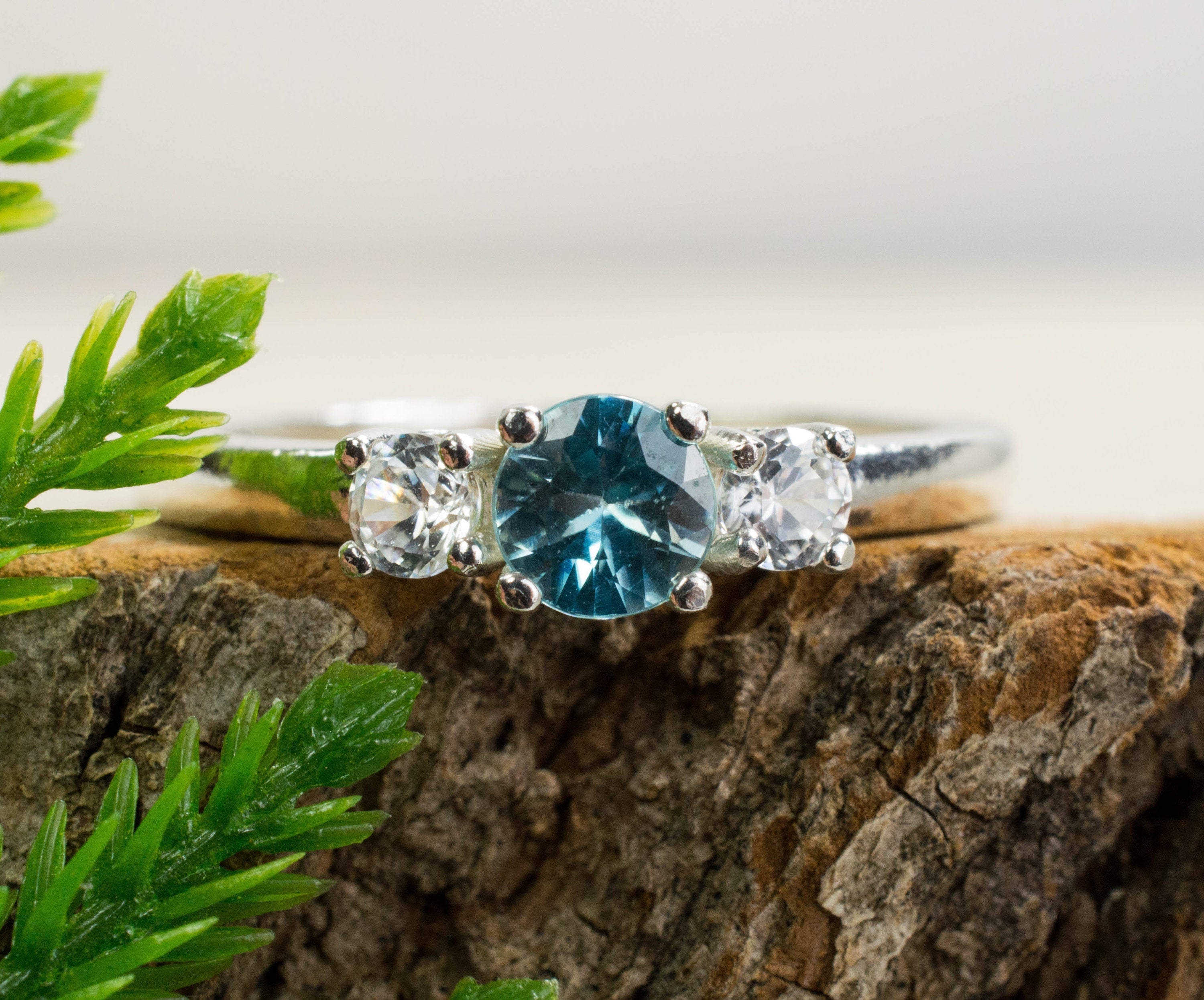 Zircon Sterling Silver Ring, Genuine Cambodian Zircon - Mark Oliver Gems