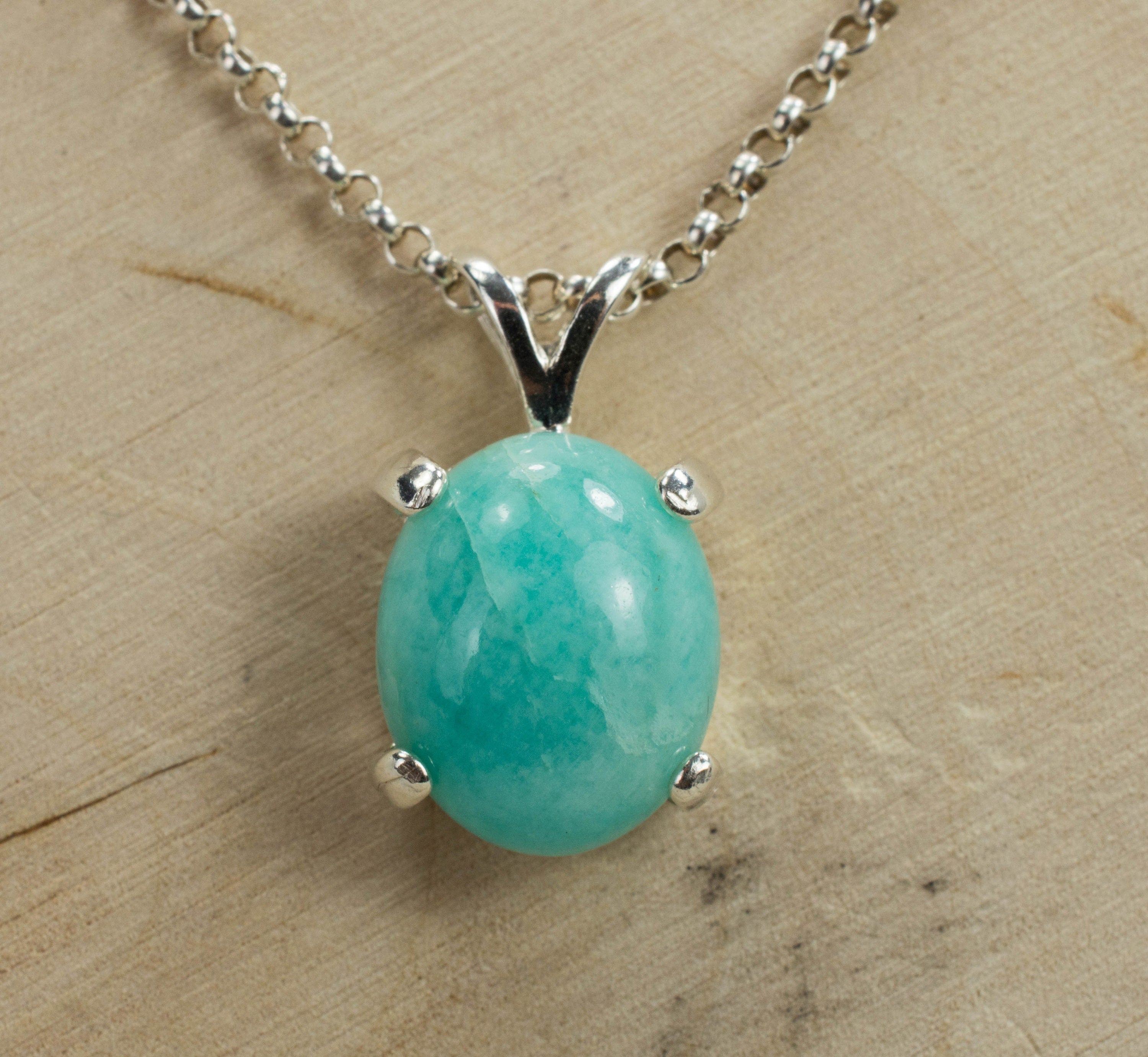Amazonite Sterling Silver Pendant; Genuine Untreated Peru Amazonite - Mark Oliver Gems