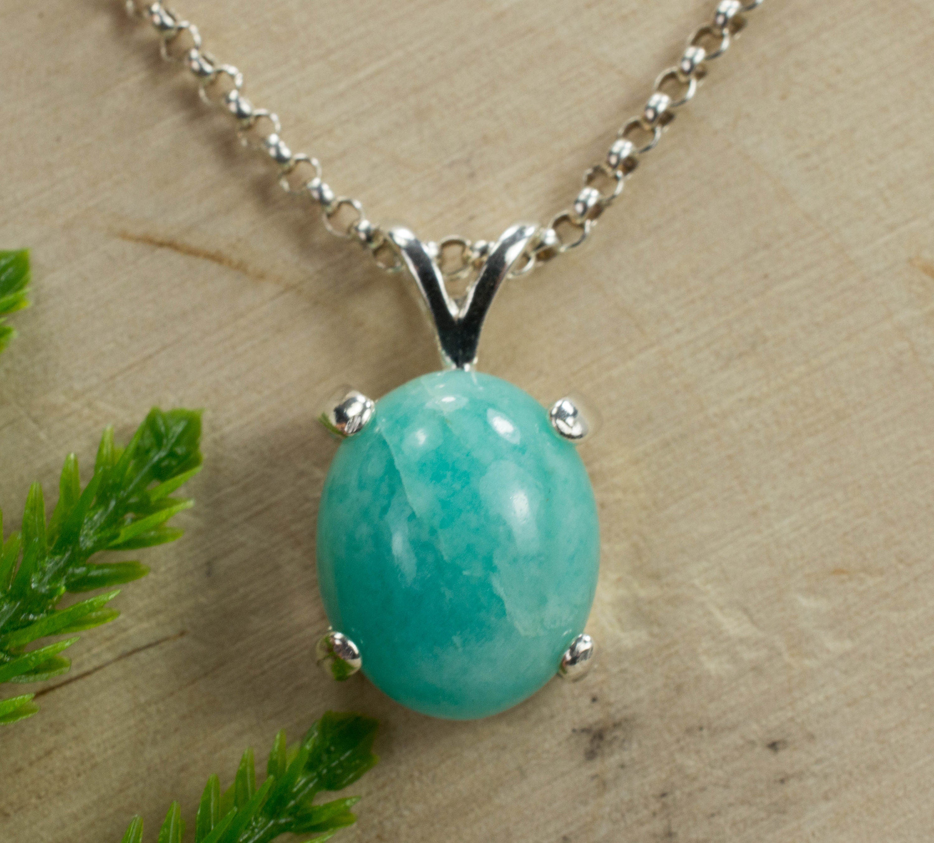 Amazonite Sterling Silver Pendant; Genuine Untreated Peru Amazonite - Mark Oliver Gems