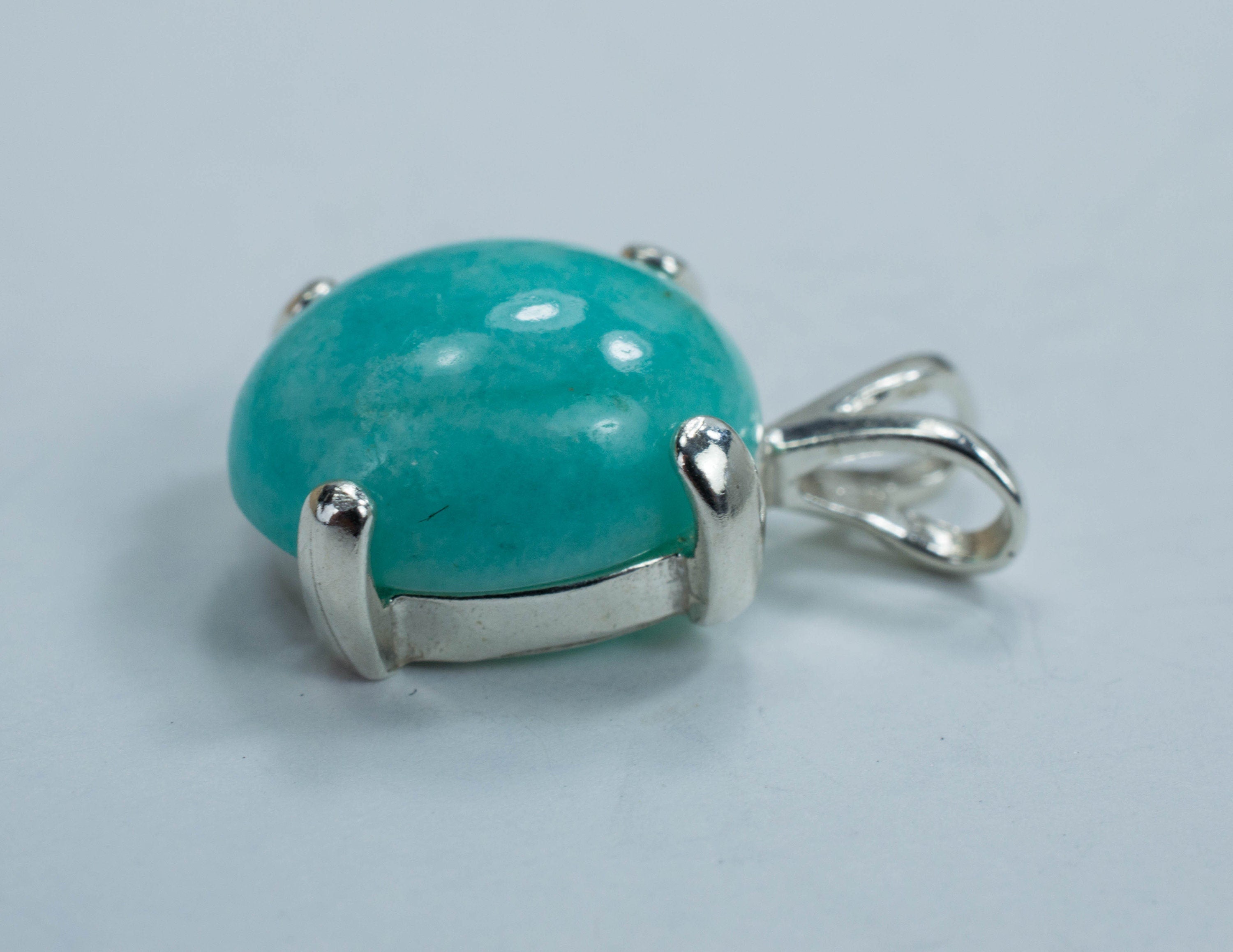 Amazonite Sterling Silver Pendant; Genuine Untreated Peru Amazonite - Mark Oliver Gems