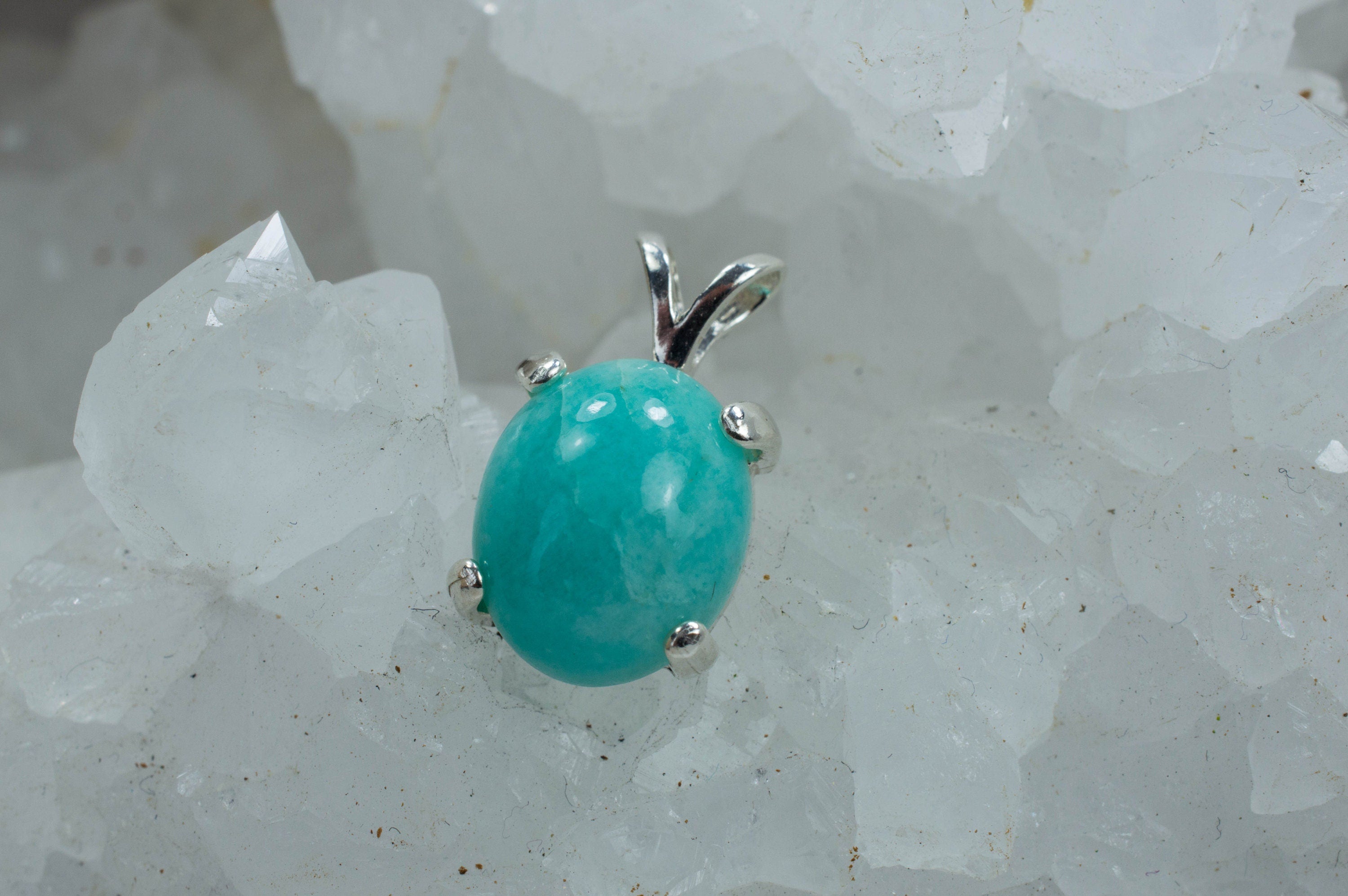 Amazonite Sterling Silver Pendant; Genuine Untreated Peru Amazonite - Mark Oliver Gems