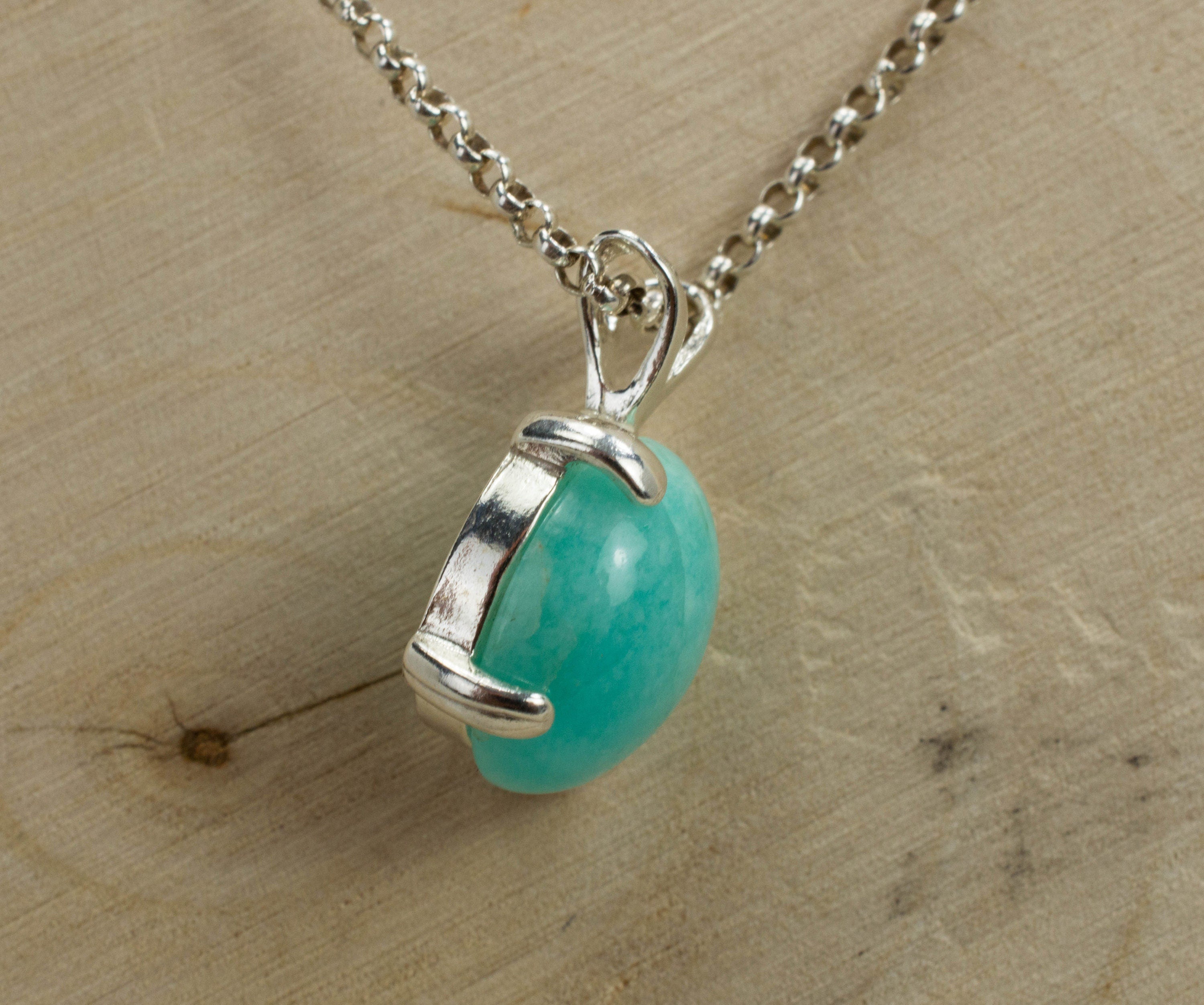 Amazonite Sterling Silver Pendant; Genuine Untreated Peru Amazonite - Mark Oliver Gems